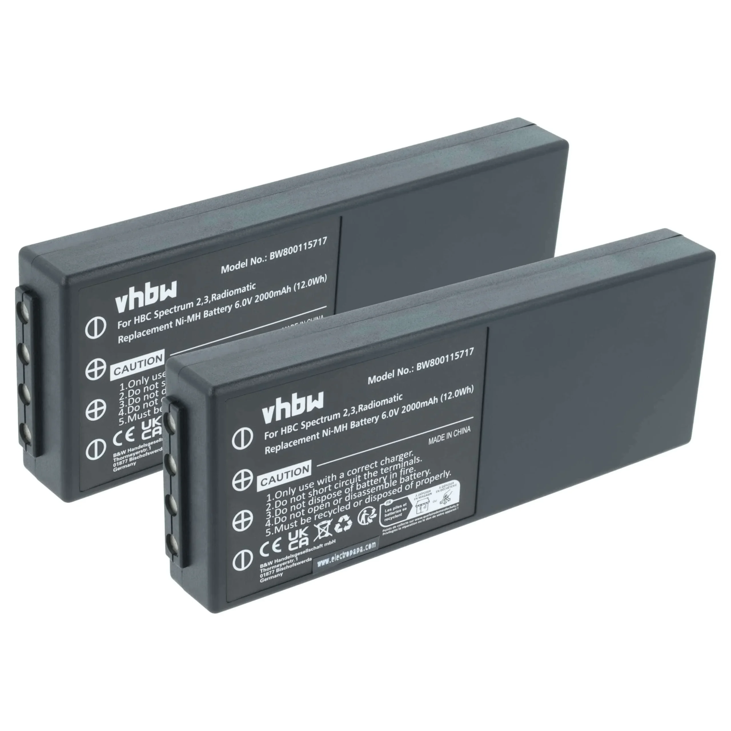 Batterie (2 pièces) remplace HBC 005-01-00466, BA210040 (FuB 10AA), BA213020, BA21303, BA210 - 2000mAh 6V NiMH