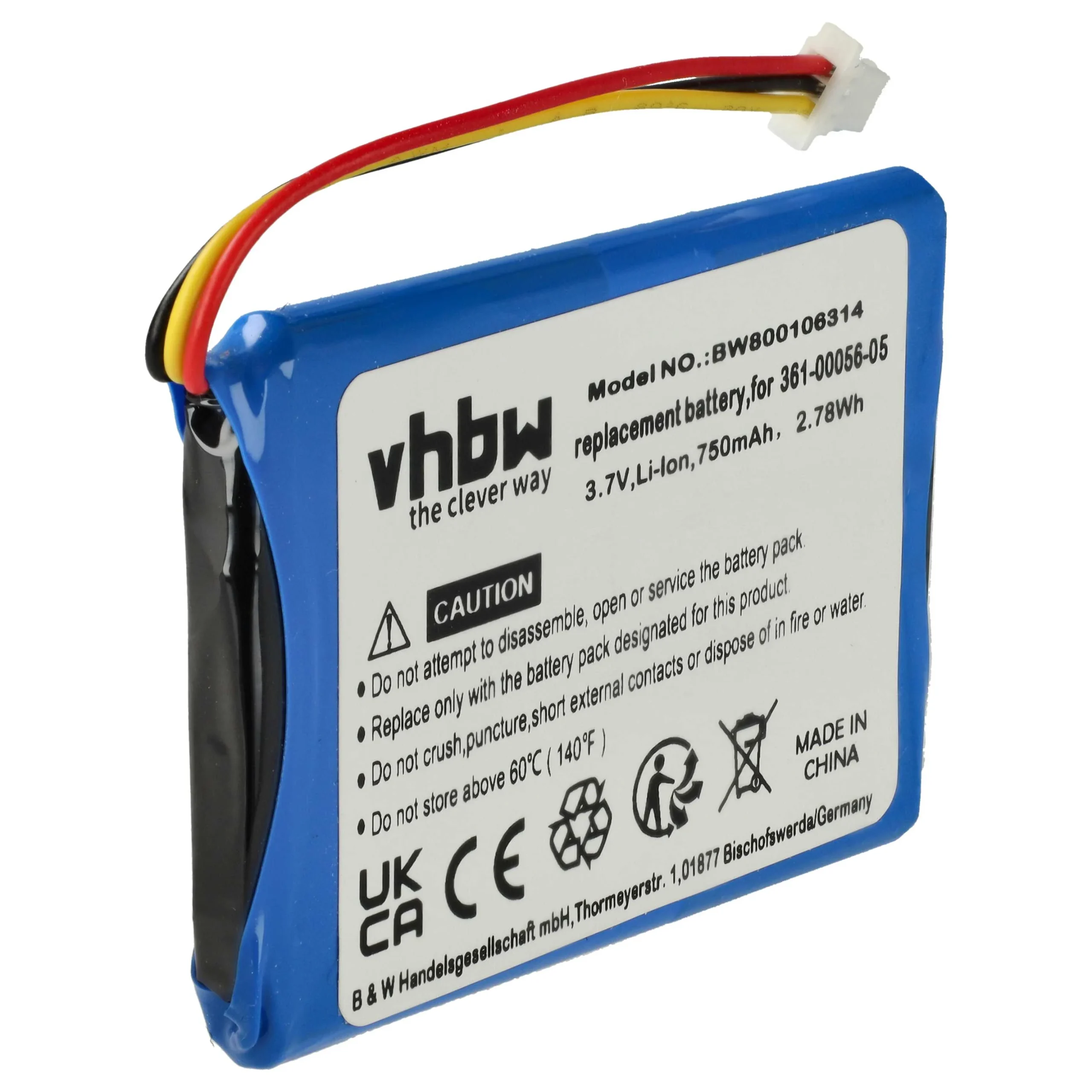 Batterie remplace Garmin 361-00056-11, 361-00056-05 pour navigation GPS Garmin - 750mAh 3,7V Li-ion