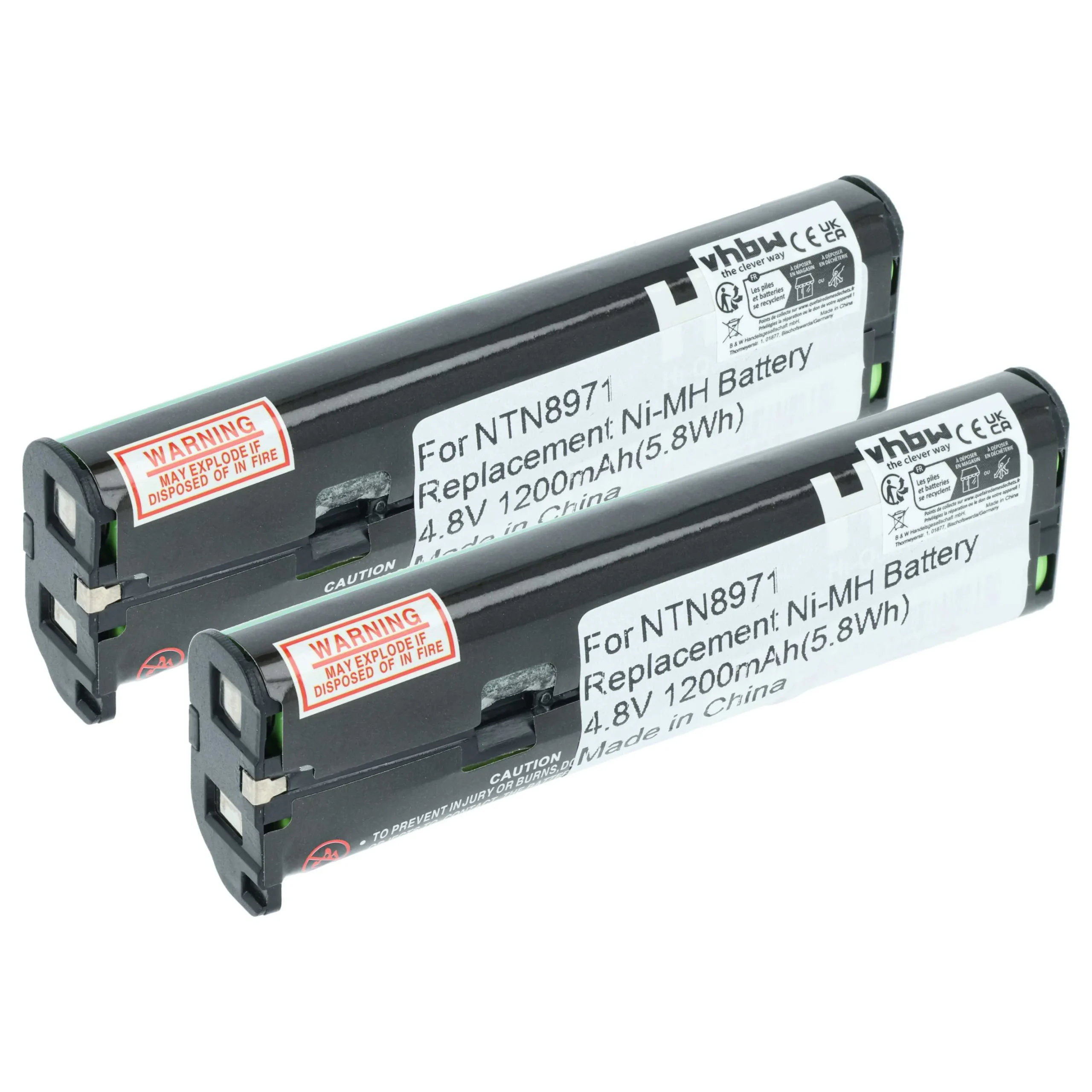 2x Batteries remplace Motorola NNTN4190, NNTN4190A pour radio talkie-walkie Motorola- 1200mAh 4,8V NiMH