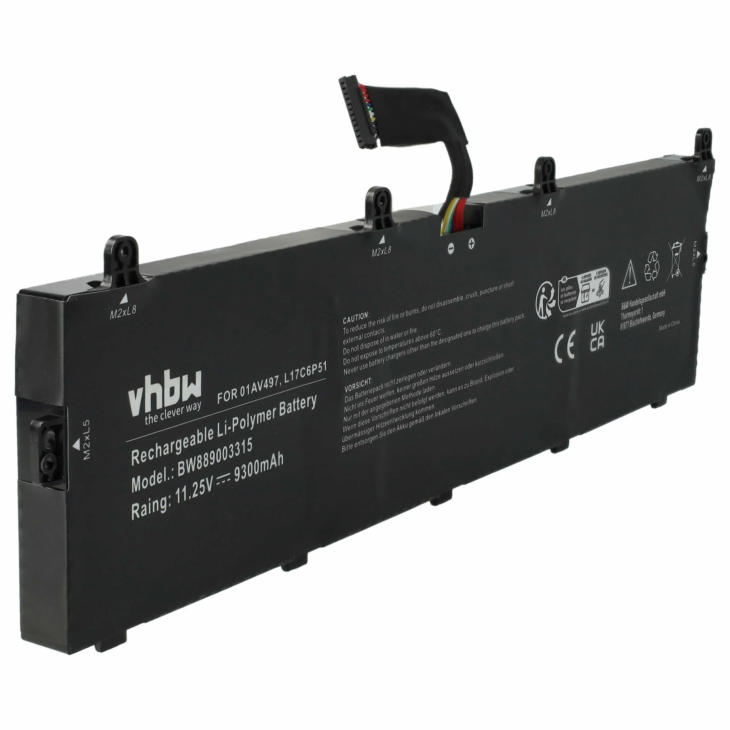 Batterie remplace Lenovo 01AV497, 01AV498 pour ordinateur portable Lenovo- 9300mAh 11,25V Li-polymère
