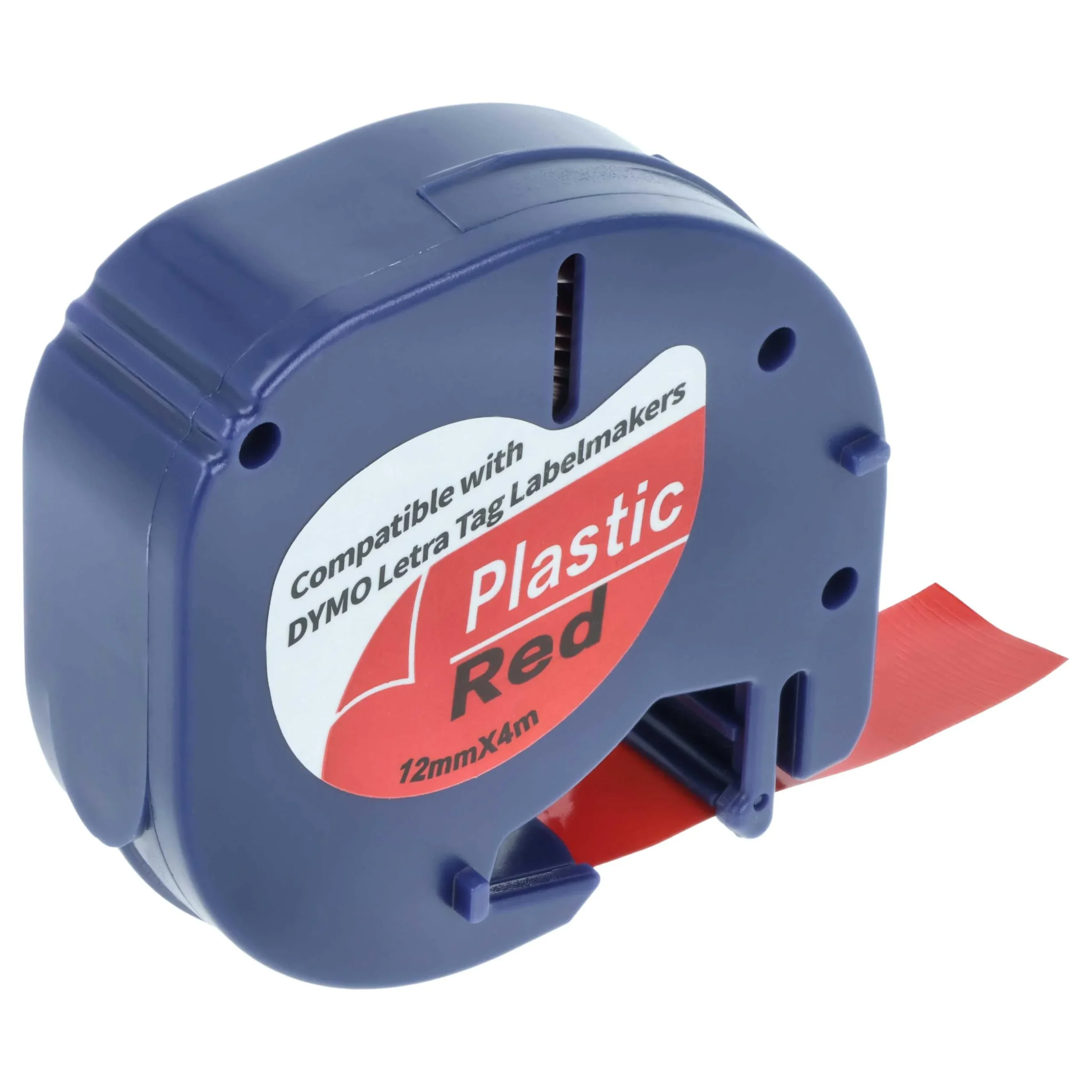 Cassette à ruban remplace Dymo S0721630, 91203 - 12mm lettrage Noir ruban Rouge, plastique