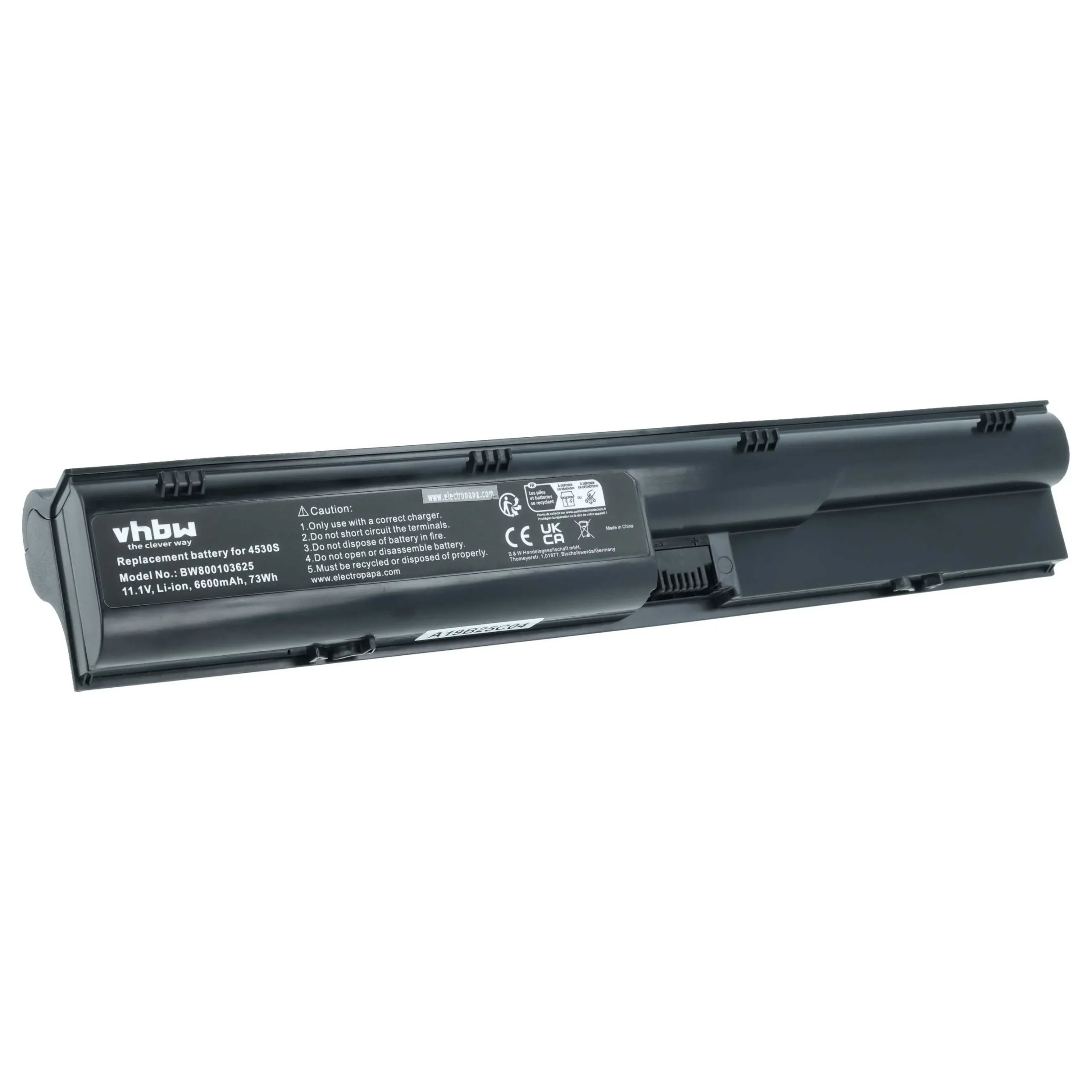 Batterie remplace HP 633733-151, 3ICR19/66-2 pour ordinateur portable HP- 6600mAh 11,1V Li-ion, noir