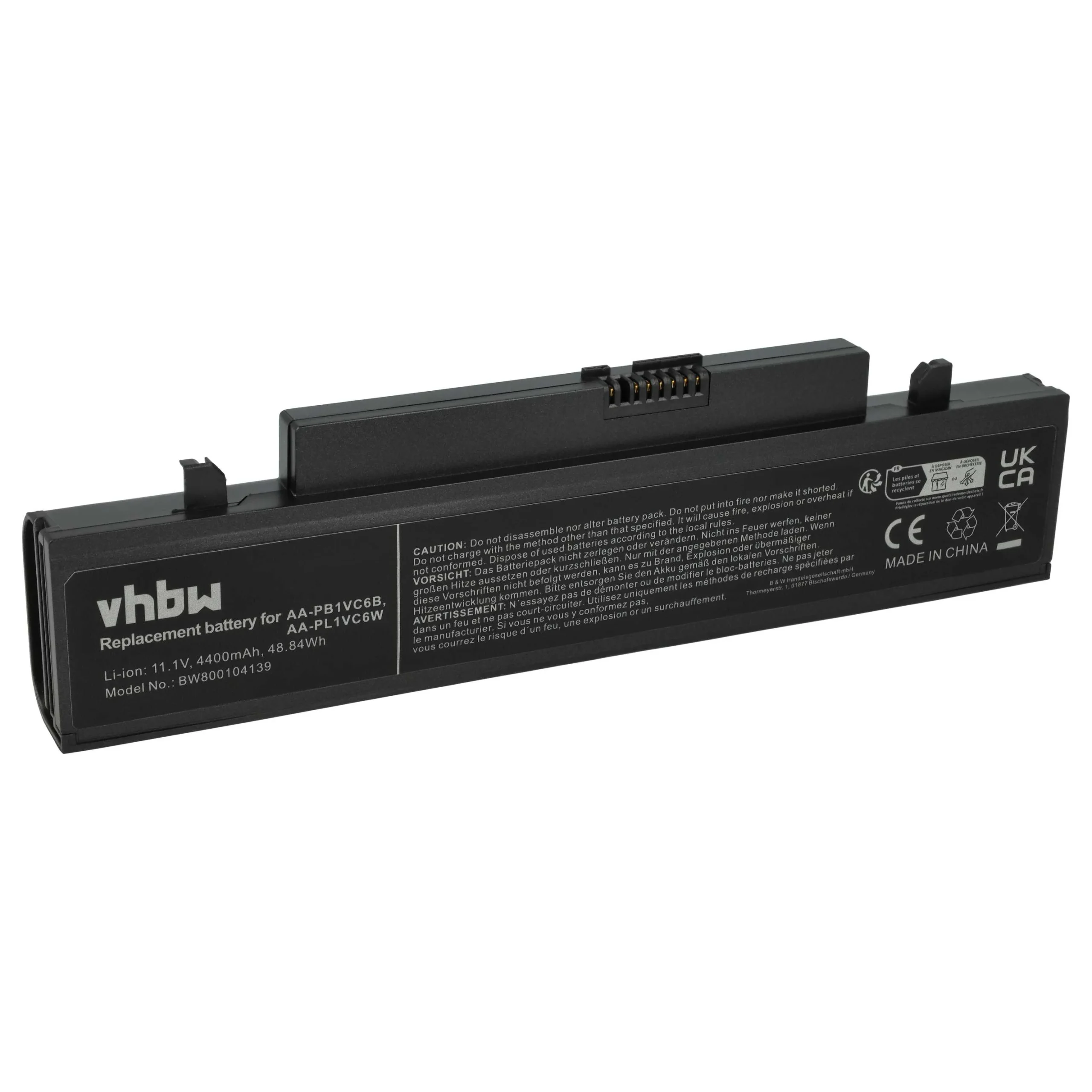 Batterie remplace Samsung AA-PB1VC6B, AA-PB1VC6W pour ordinateur portable Samsung- 4400mAh 11,1V Li-ion, noir