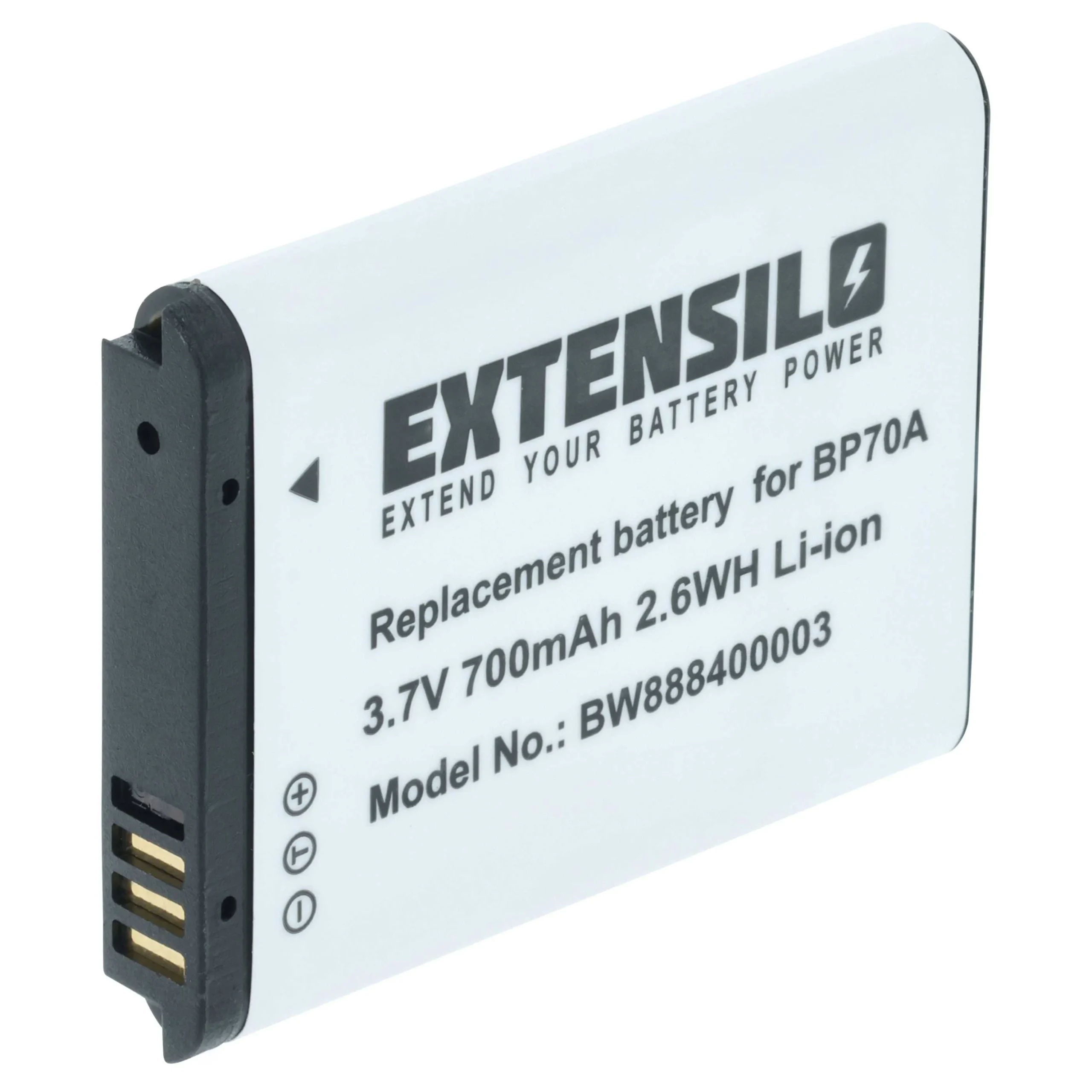 Batterie remplace Samsung BP-70a, SLB-70A, BP70a, EA-BP70A pour appareil photo Samsung- 700mAh 3,6V Li-ion