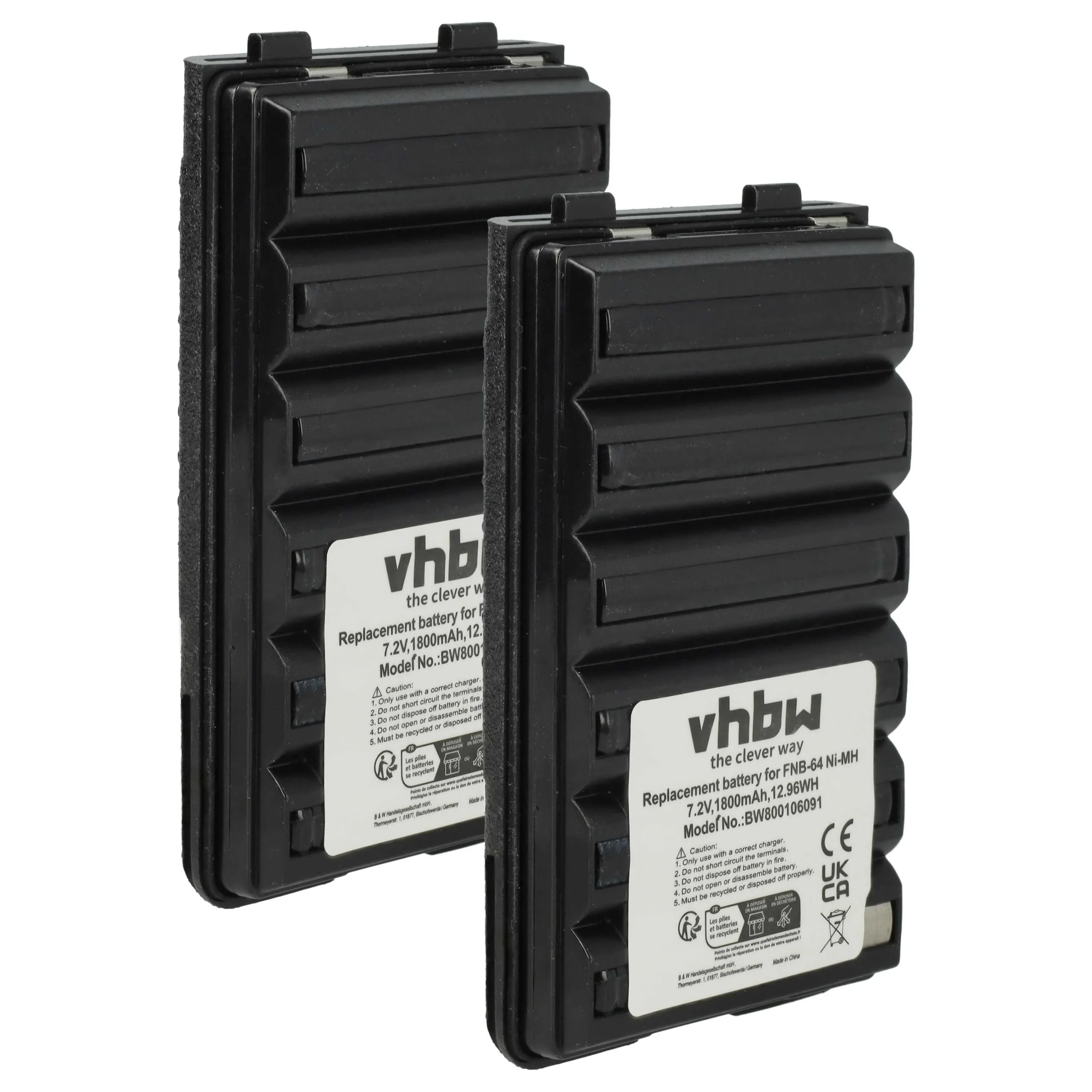 2x Batteries remplace Yaesu Vertex FNB-57, AAJ66X001 pour radio talkie-walkie Yaesu Vertex- 1800mAh 7,2V NiMH