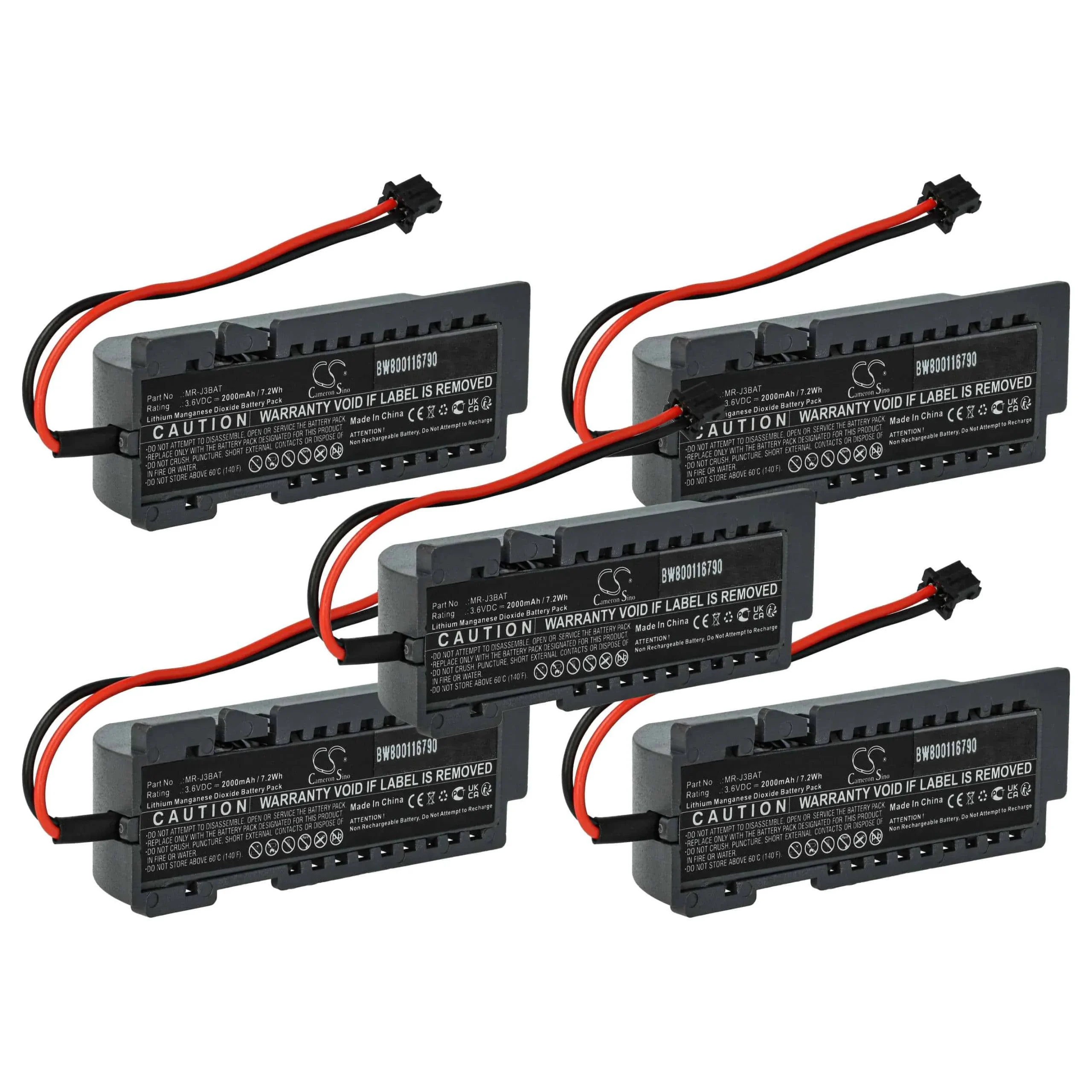 Pile (5 pcs.) remplace Mitsubishi MR-J3BAT servo-amplificateur - 2000mAh 3,6V Li-MnO2