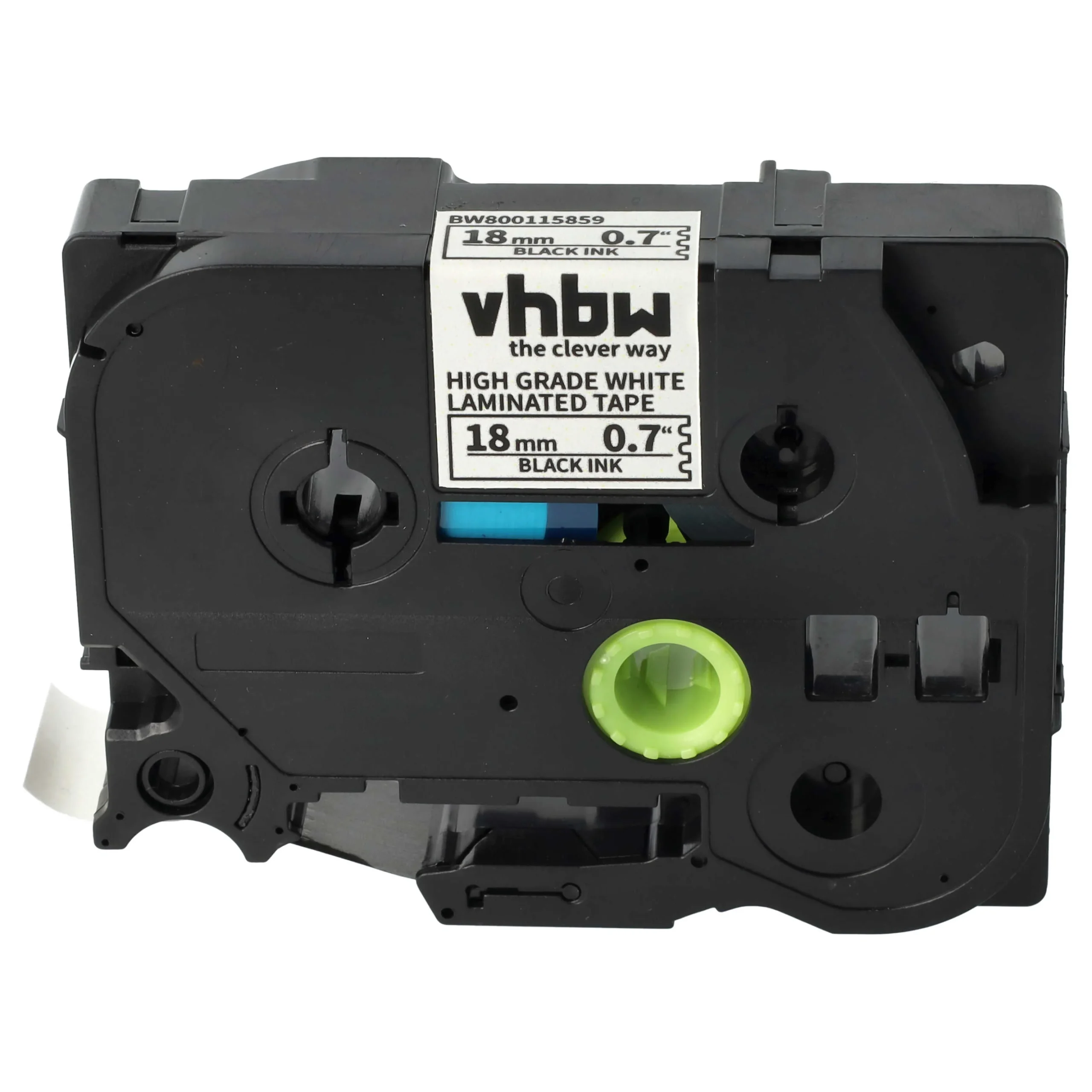 Cassette à ruban remplace Brother HGE-241 - 18mm lettrage Noir ruban Blanc, plastique