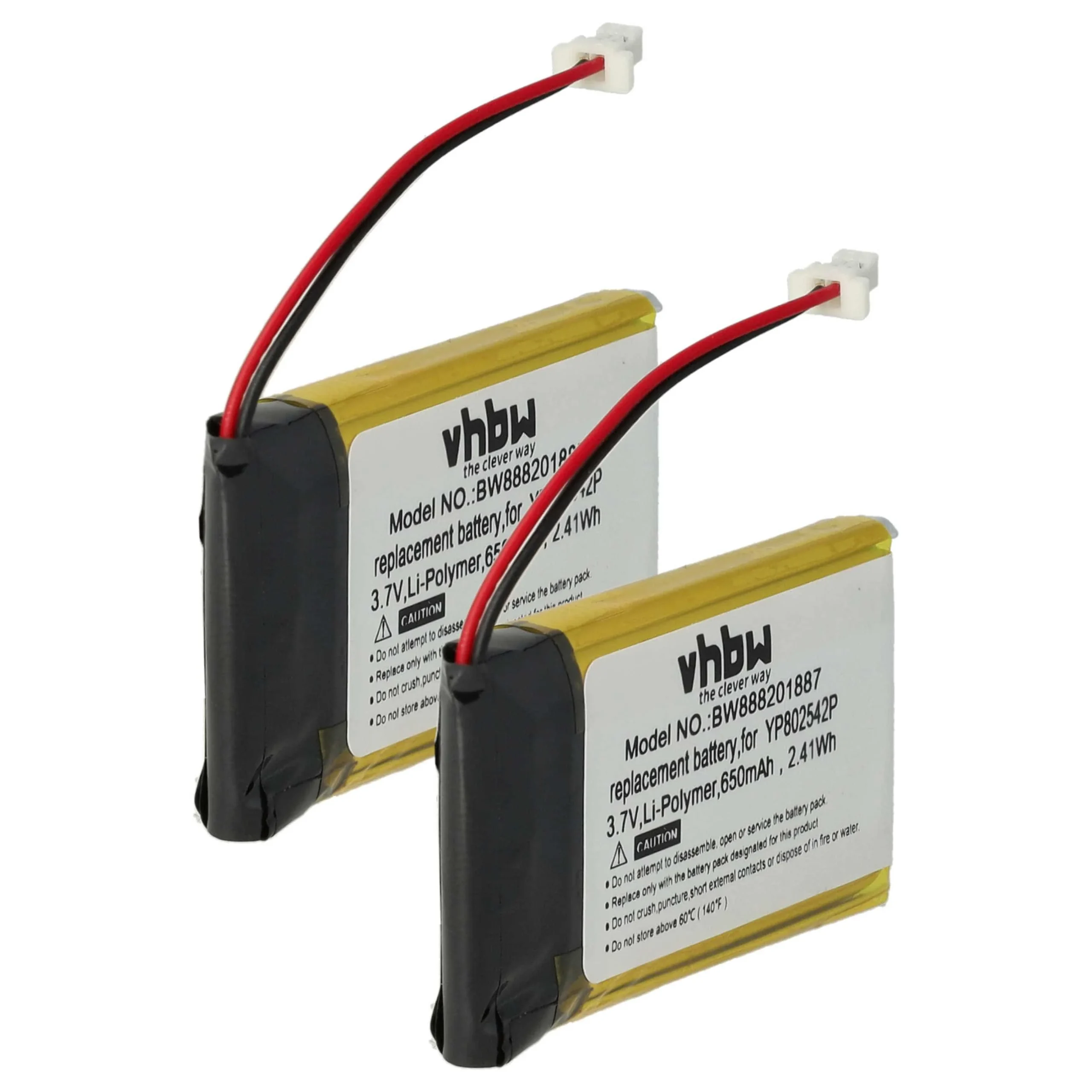 Batterie (2 pcs.) remplace Sena YP802542P casque audio Sena - 650mAh 3,7V Li-polymère