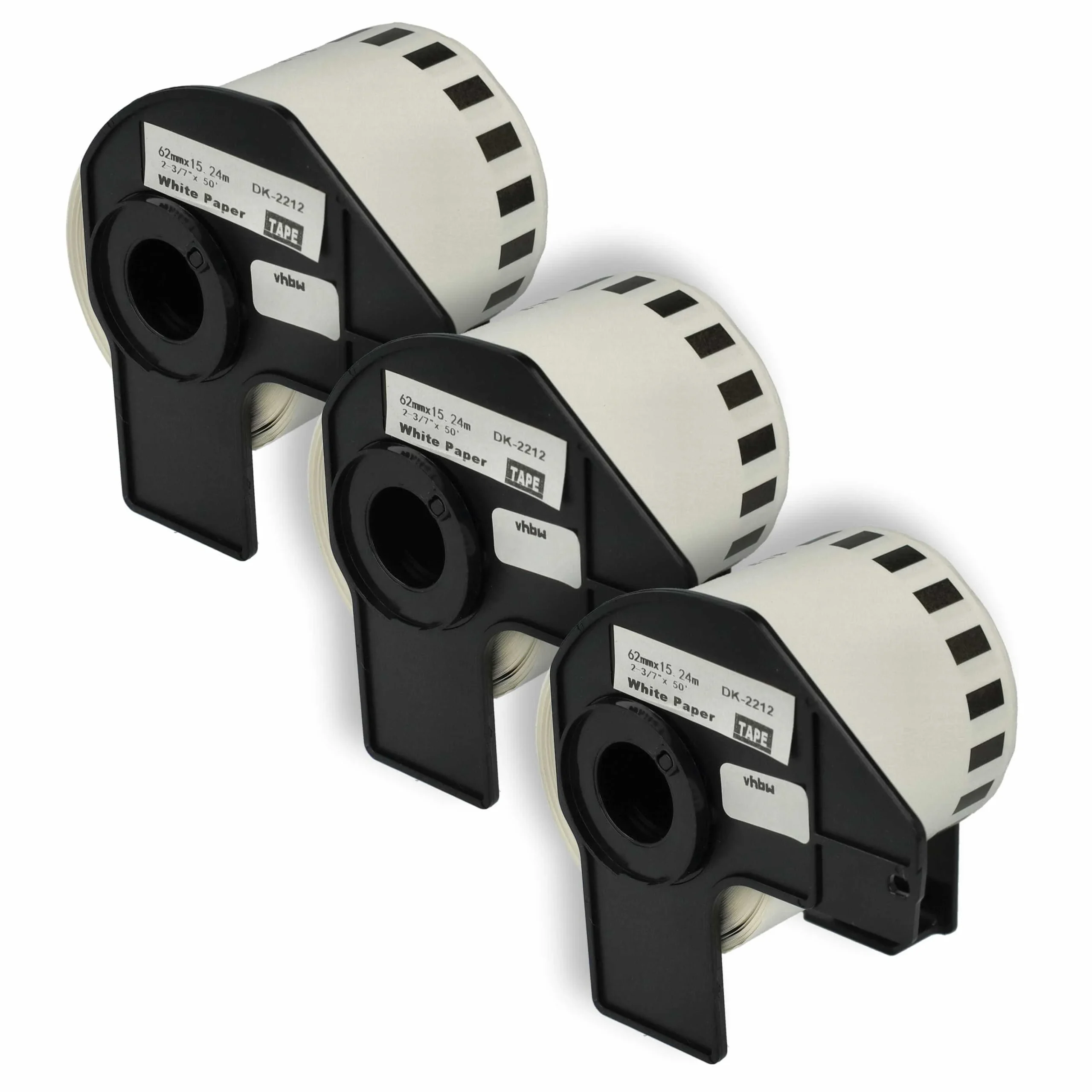 3x Étiquette remplacent Brother DK-22212 pour imprimante étiqueteuse - 62mm x 15,24m + support