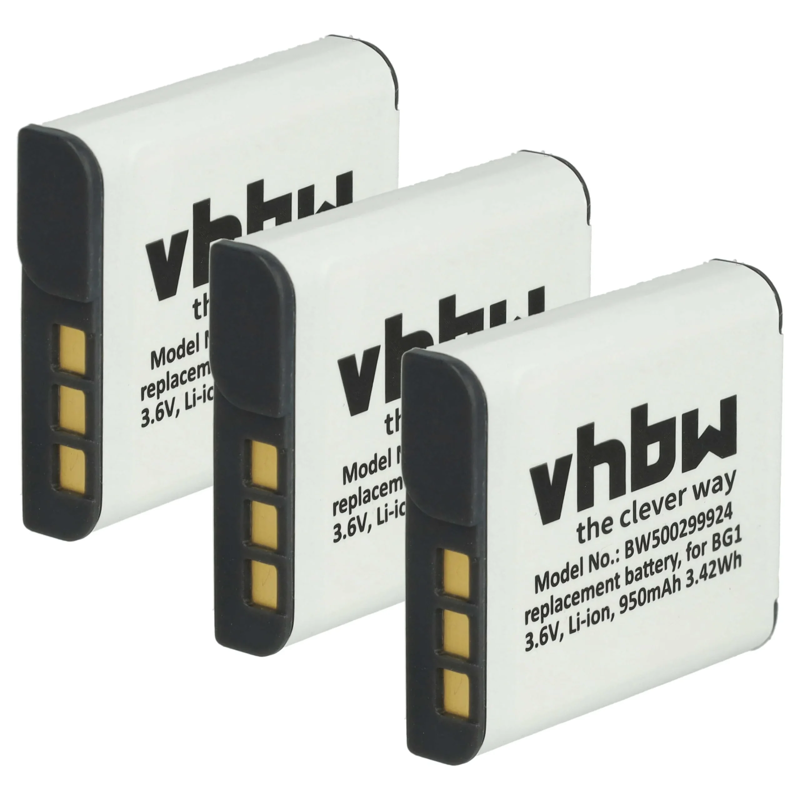 3x Batteries remplace Sony NP-FG1, NP-BG1 pour appareil photo Sony- 950mAh 3,6V Li-ion