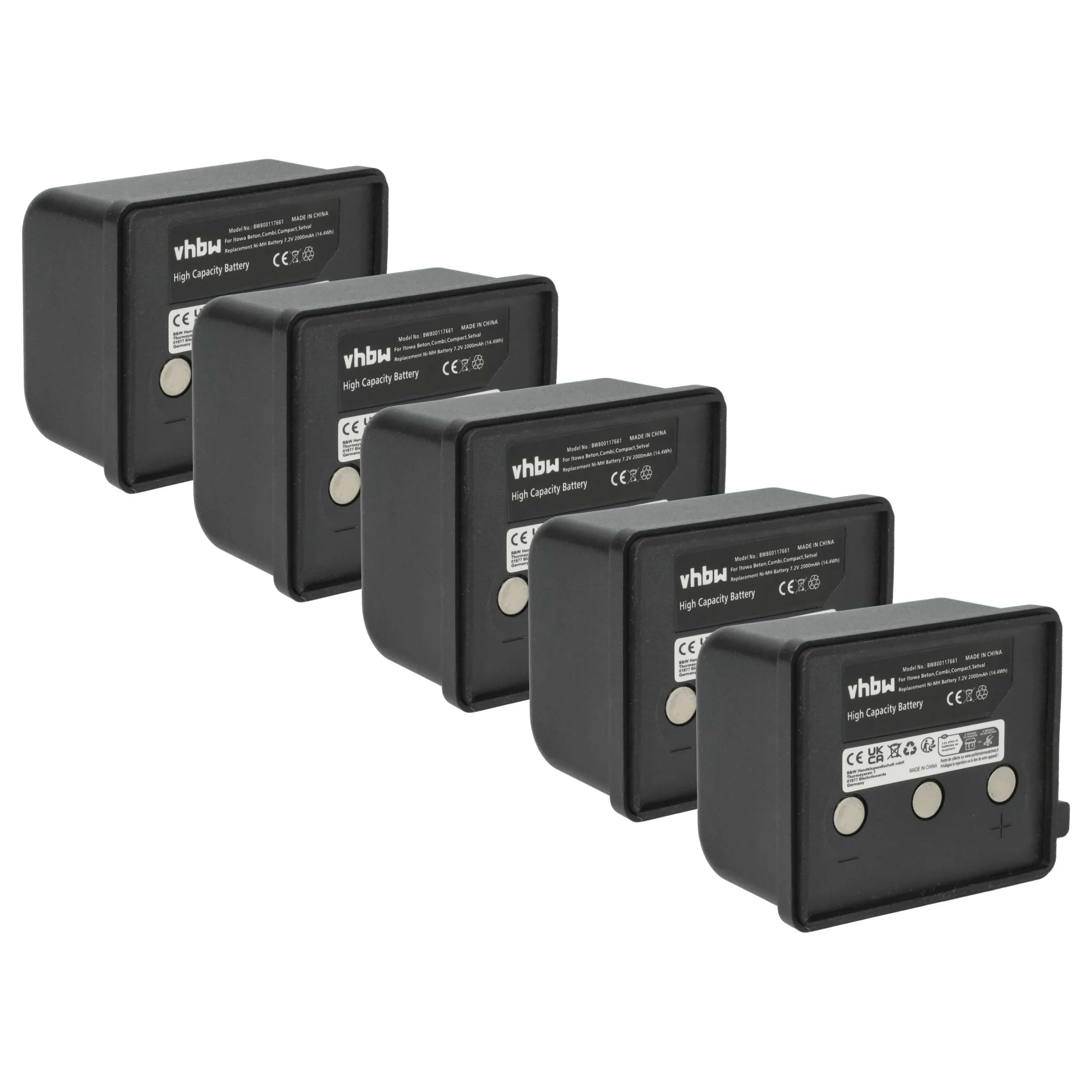 5x Batteries remplace Itowa BT7223, BT7223MH pour télécommande Itowa- 2000mAh 7,2V NiMH