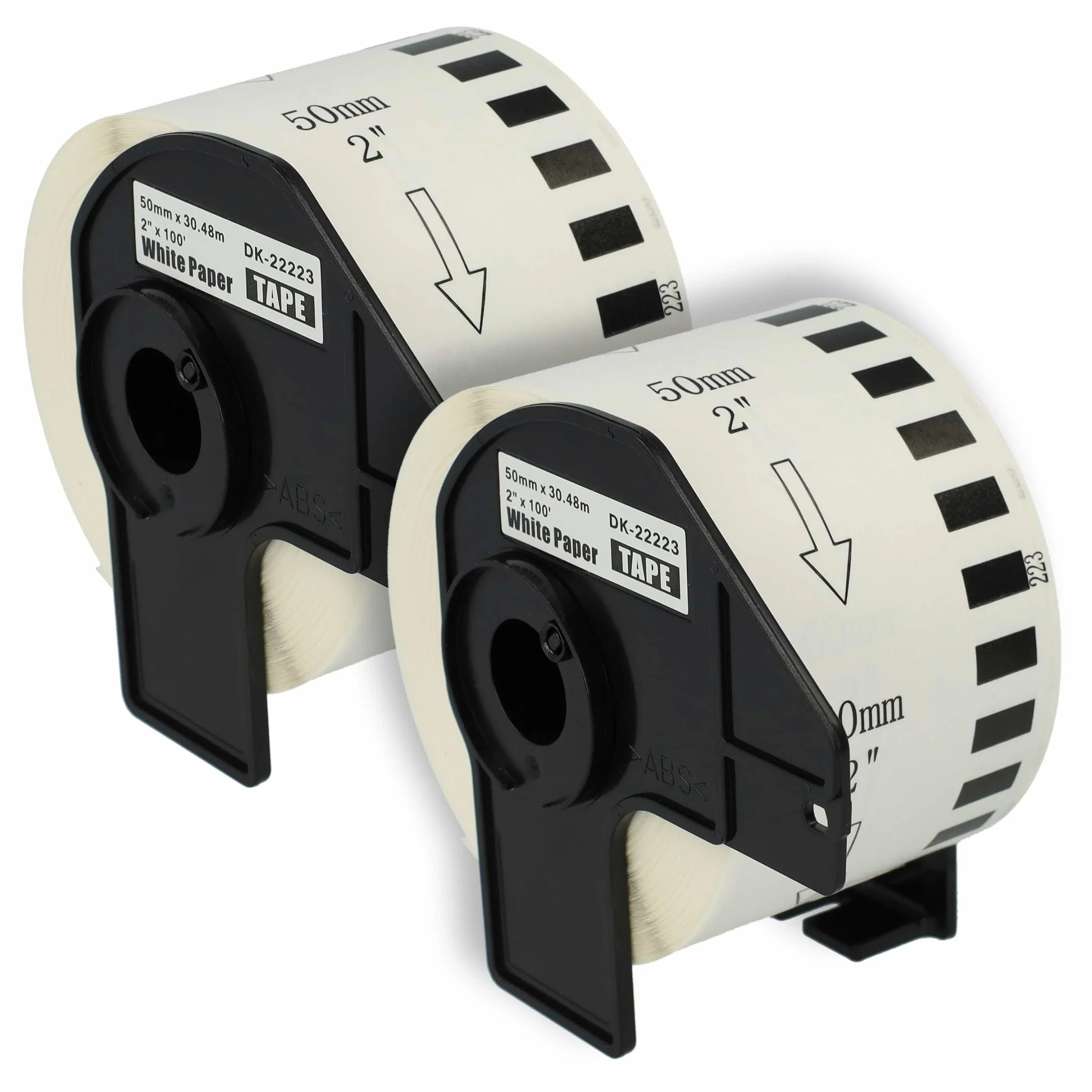 2x Étiquette remplacent Brother DK-22223 pour imprimante étiqueteuse - premium 50mm x 30,48m + support