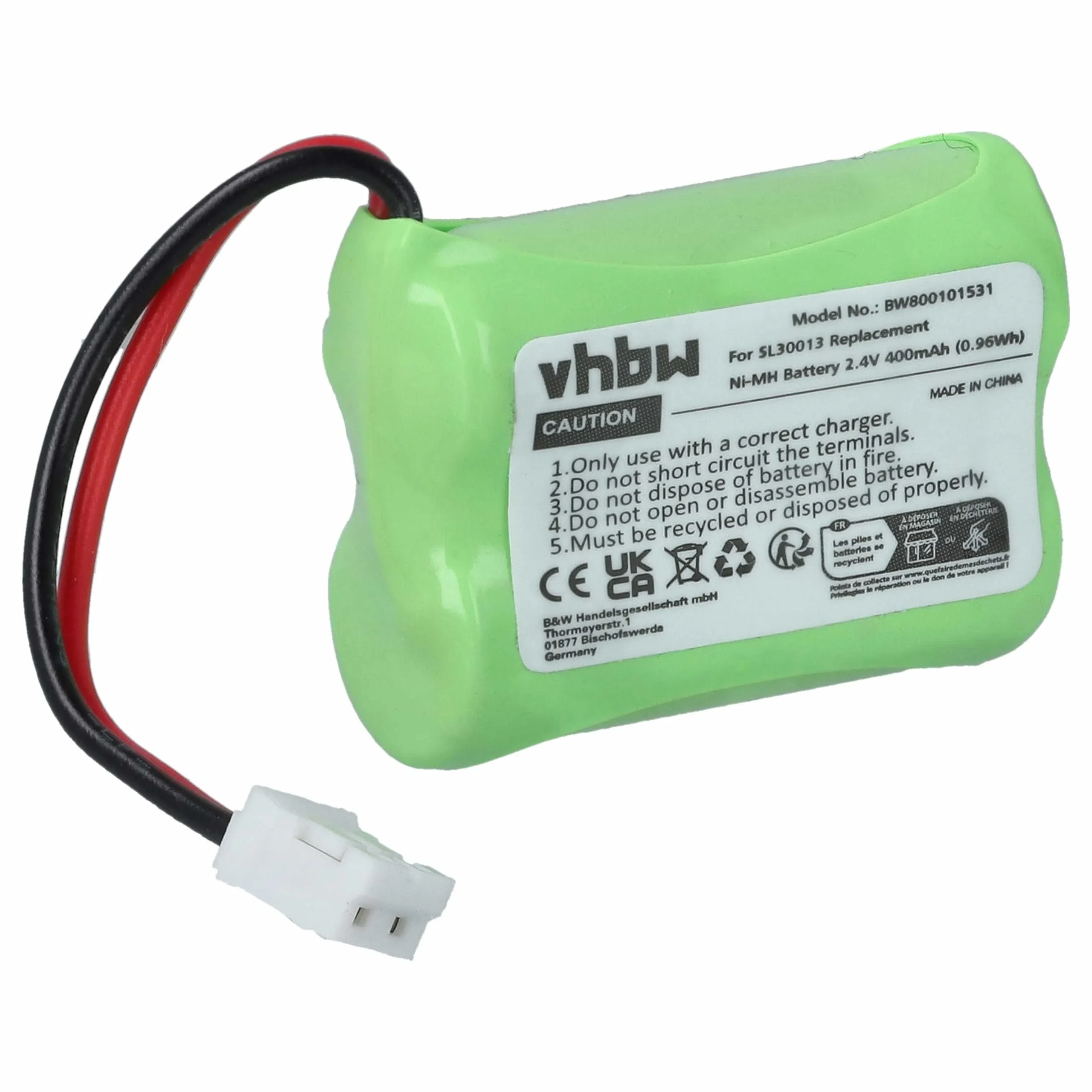 Batterie remplace SL30013 pour téléphone Simvalley - 400mAh 2,4V NiMH