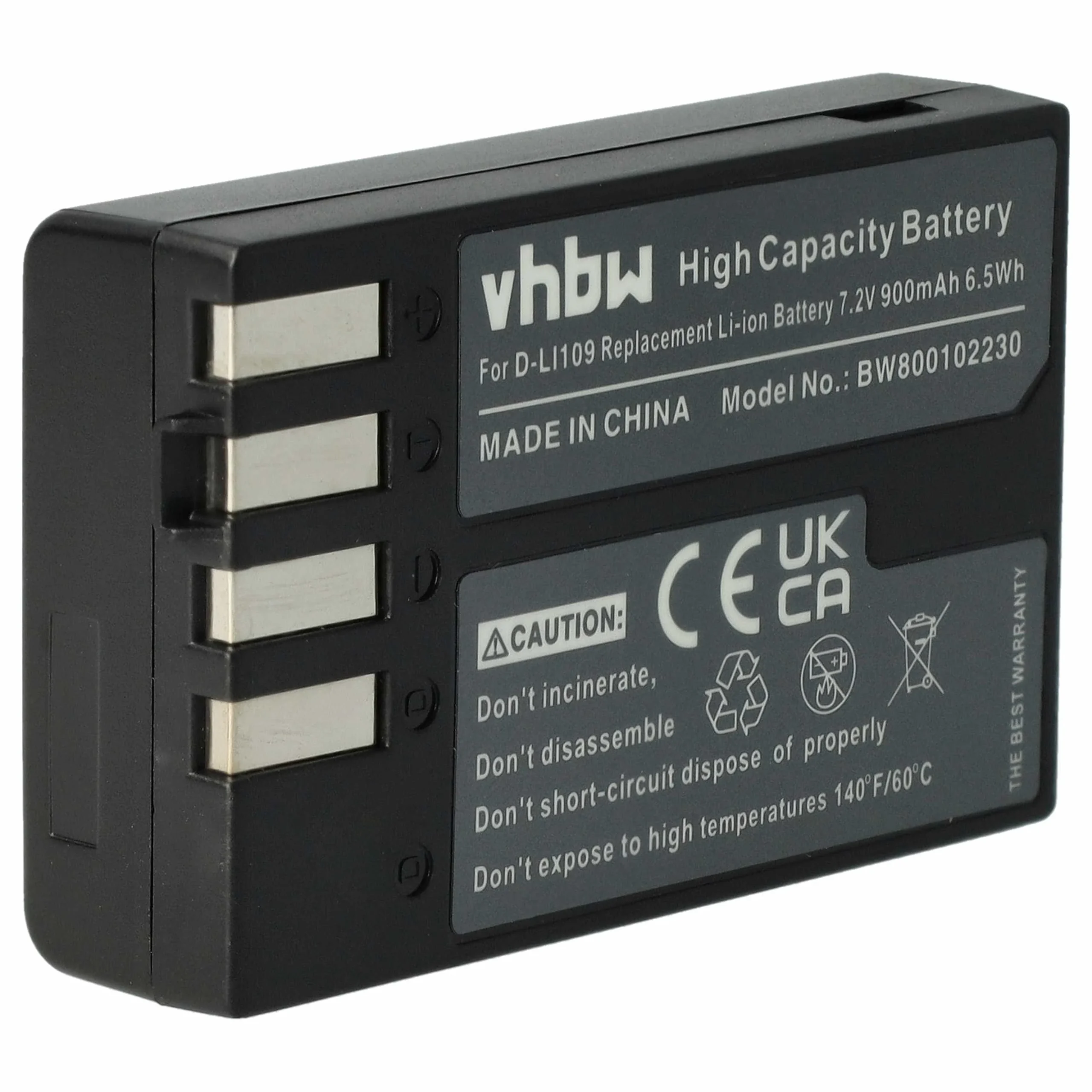 Batterie remplace Pentax D-Li109 pour appareil photo Pentax- 900mAh 7,2V Li-ion