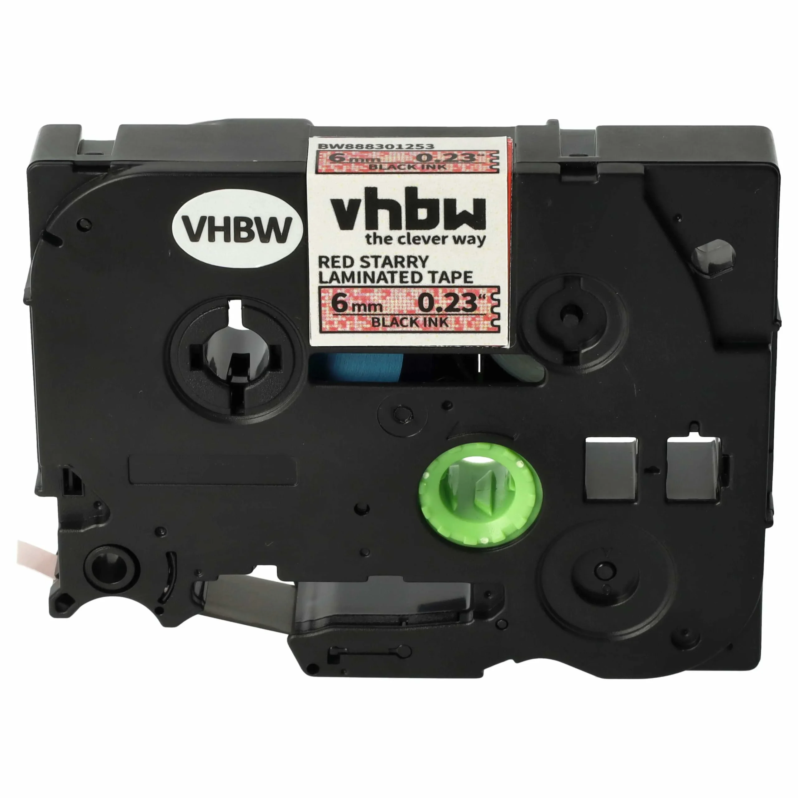 Cassette à ruban remplace Brother TZE-411L1 - 6mm lettrage Noir ruban Rouge paillettes, plastique