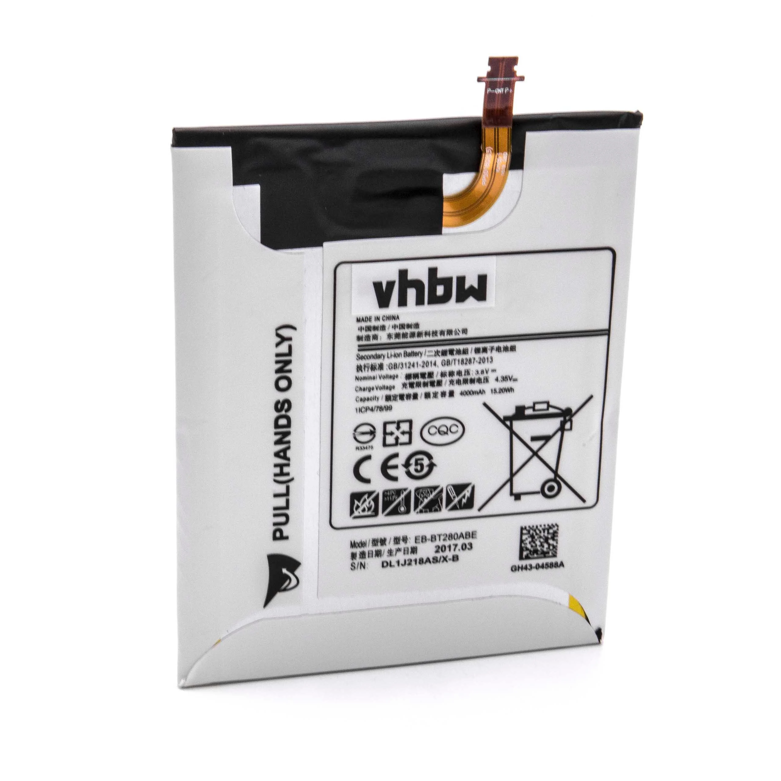 Batterie remplace Samsung EB-BT280ABE, EB-BT280ABA, GH43-04588A tablette - 4000mAh 3,8V Li-polymère