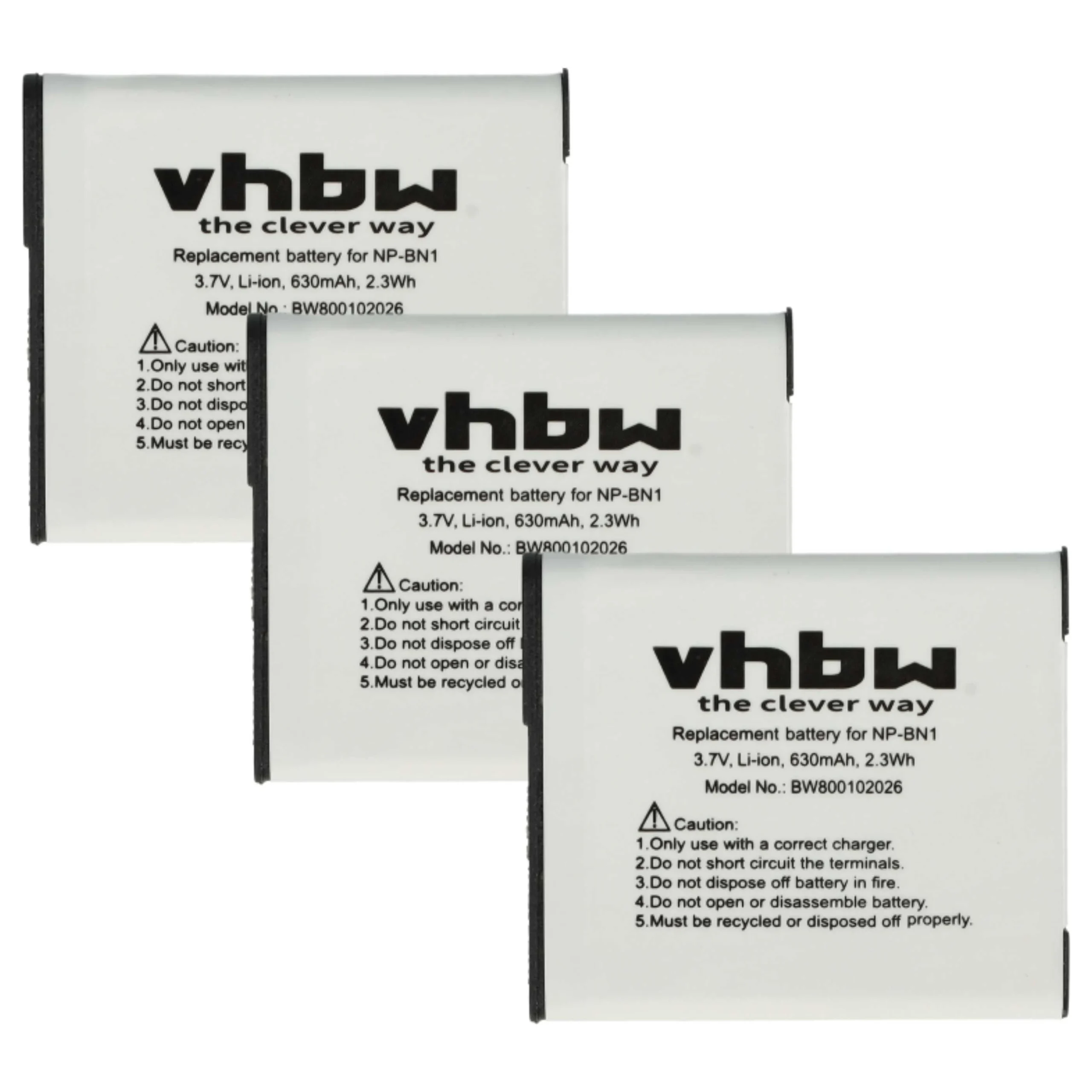 3x Batteries remplace Sony NP-BN1 pour appareil photo Sony- 600mAh 3,6V Li-ion