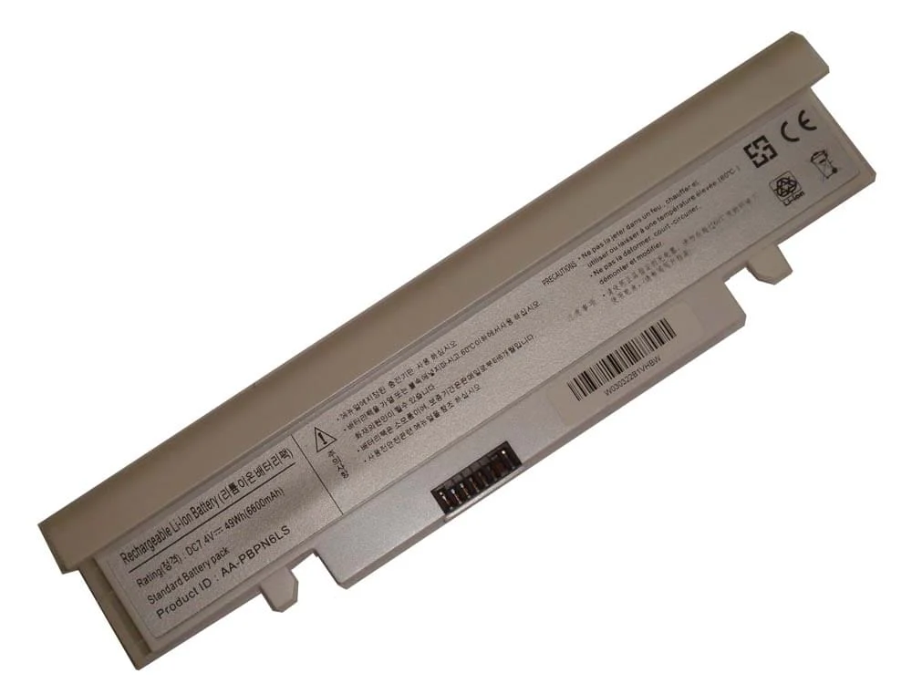 Batterie remplace Samsung AA-PBPN6LS, AA-PBPN6LB pour ordinateur portable Samsung- 6600mAh 7,4V Li-ion, blanc