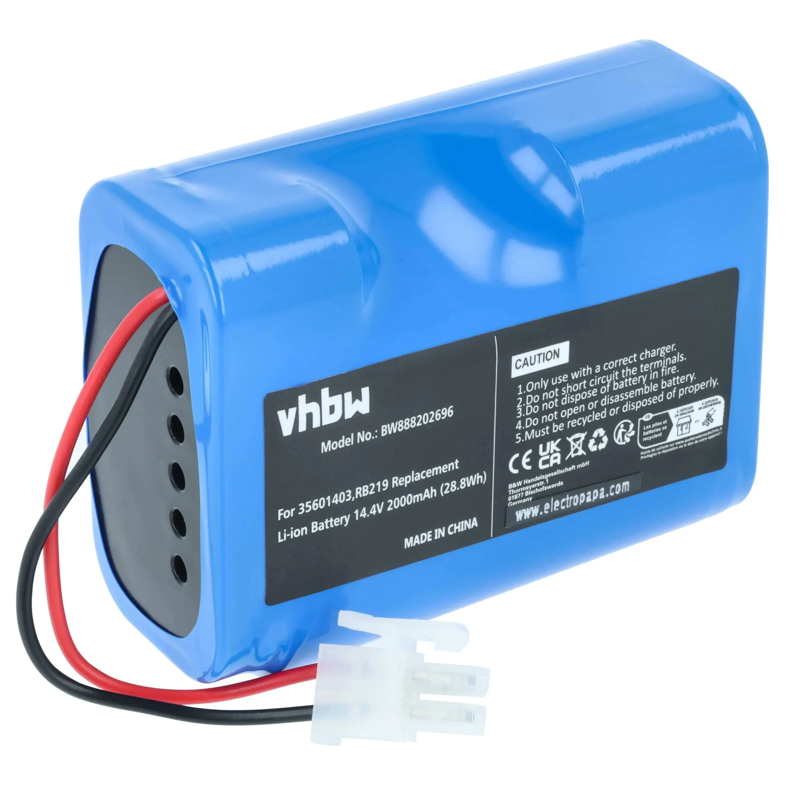 Batterie remplace Hoover RB219, Li-RB226 pour robot aspirateur Hoover - 2000mAh 14,4V Li-ion