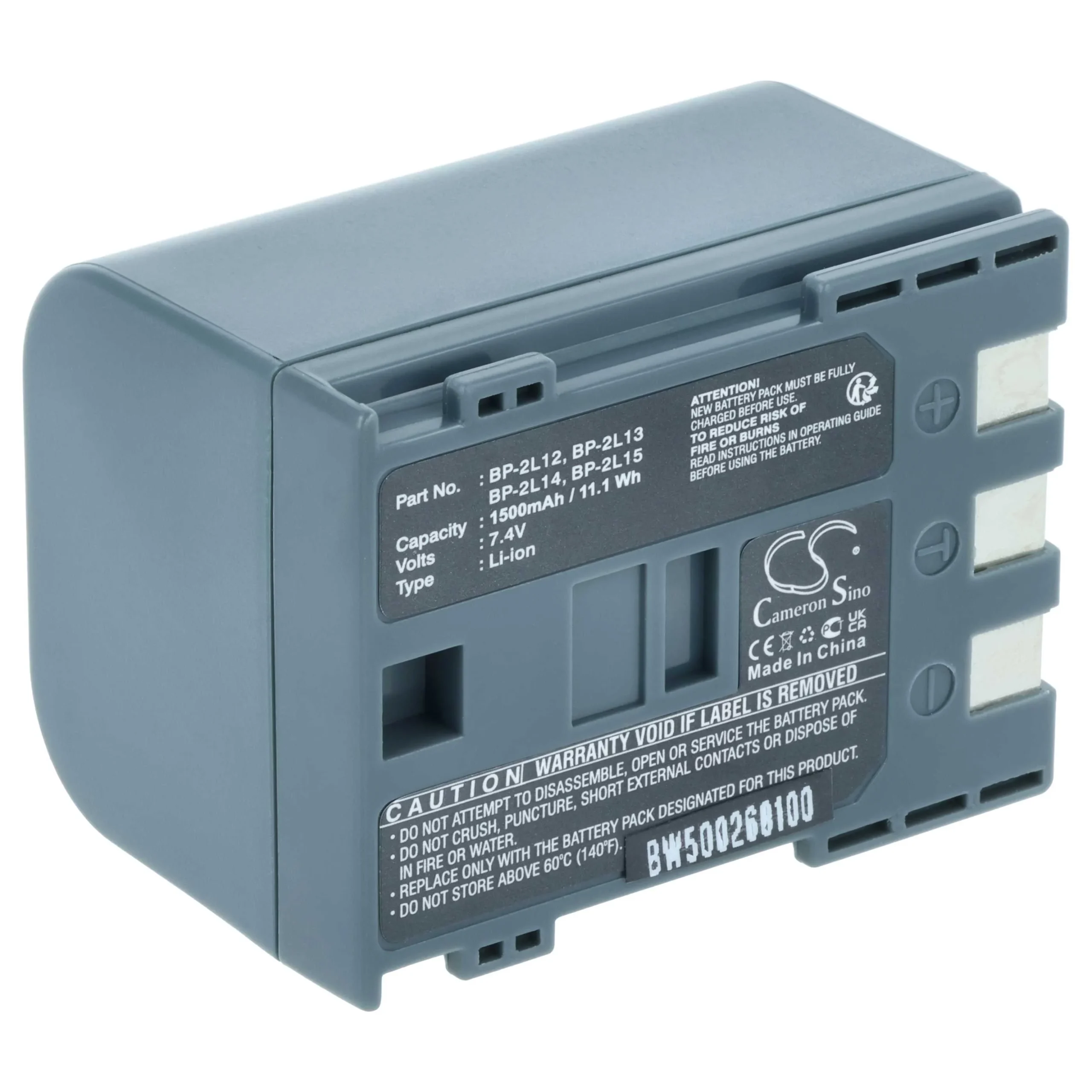 Batterie remplace Canon BP-2L12, BP-2L, BP-2L14 pour caméscope Canon- 1200mAh 7,2V Li-ion