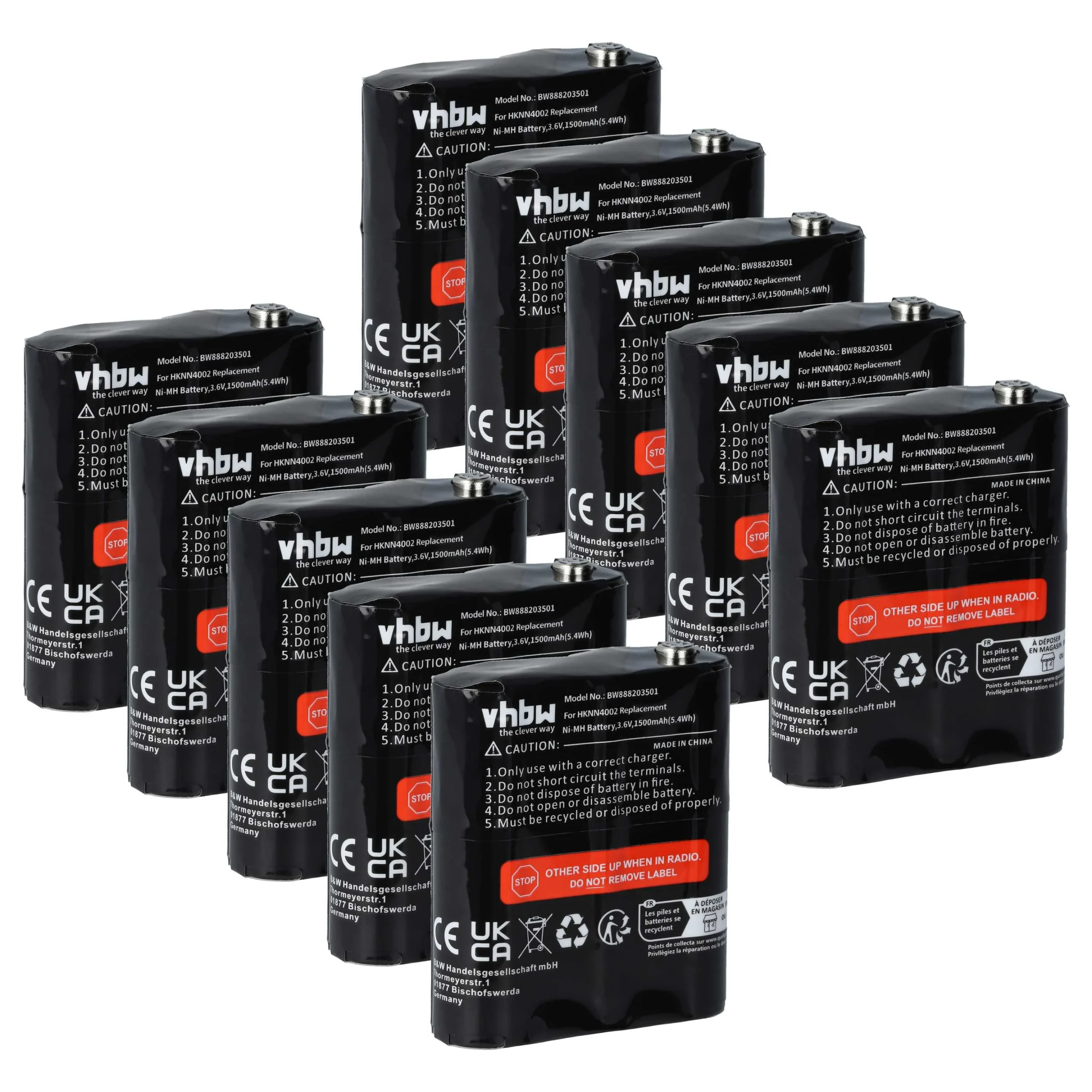 10x Batteries remplace Motorola 4002A, 56315, 1532, 53615 pour radio talkie-walkie Motorola- 1500mAh 3,6V NiMH
