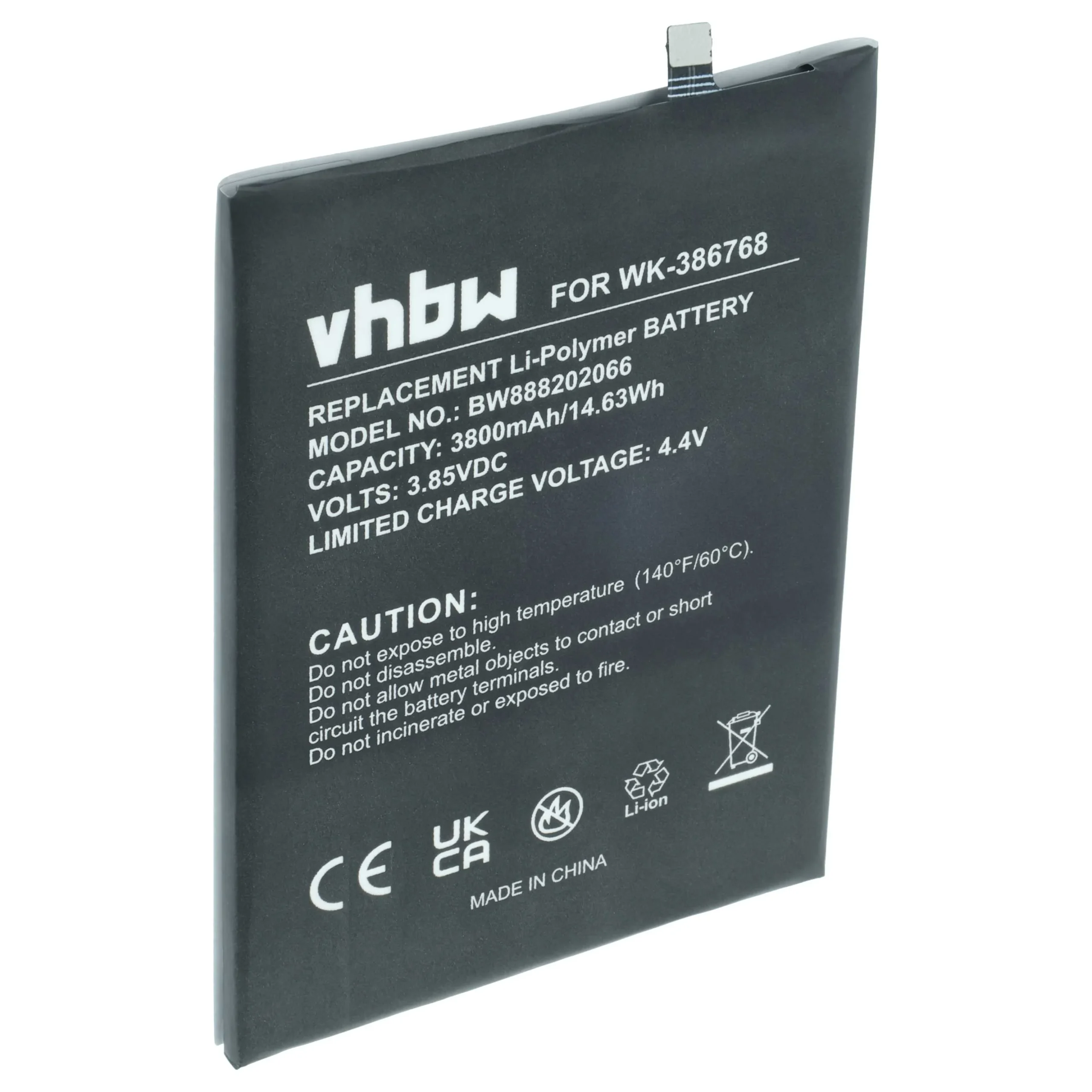 Batterie remplace Wiko 386768 téléphone portable Wiko - 3800mAh 3,85V Li-polymère