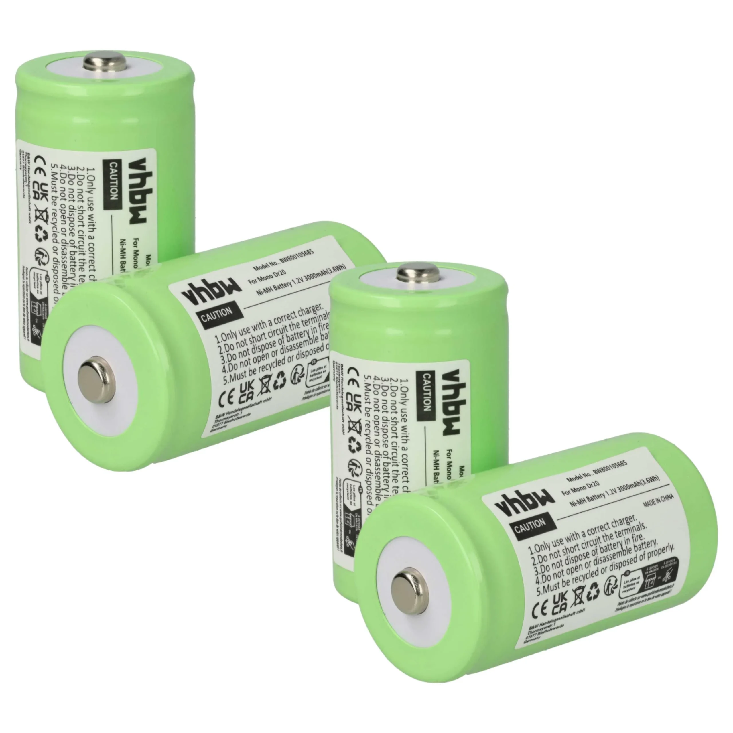 4x Batteries remplace KR20, HR20, Mono D, R20, LR20 pour radio talkie-walkie PerfectPro- 3000mAh 1,2V NiMH