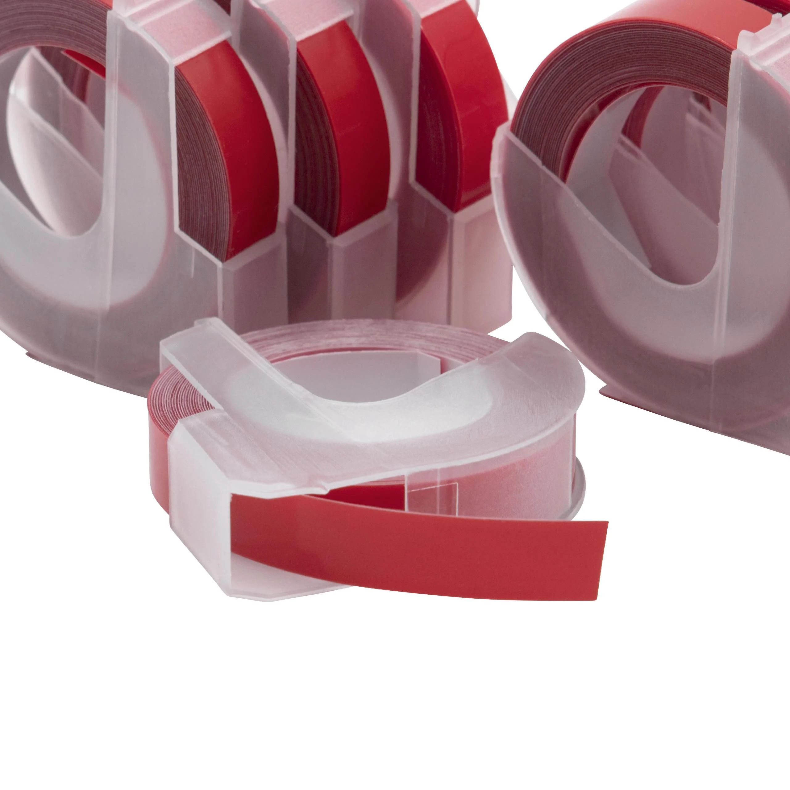 10x Cassettes à ruban, gaufrage relief remplacent Dymo 0898150 - 9mm lettrage Blanc ruban Rouge, plastique
