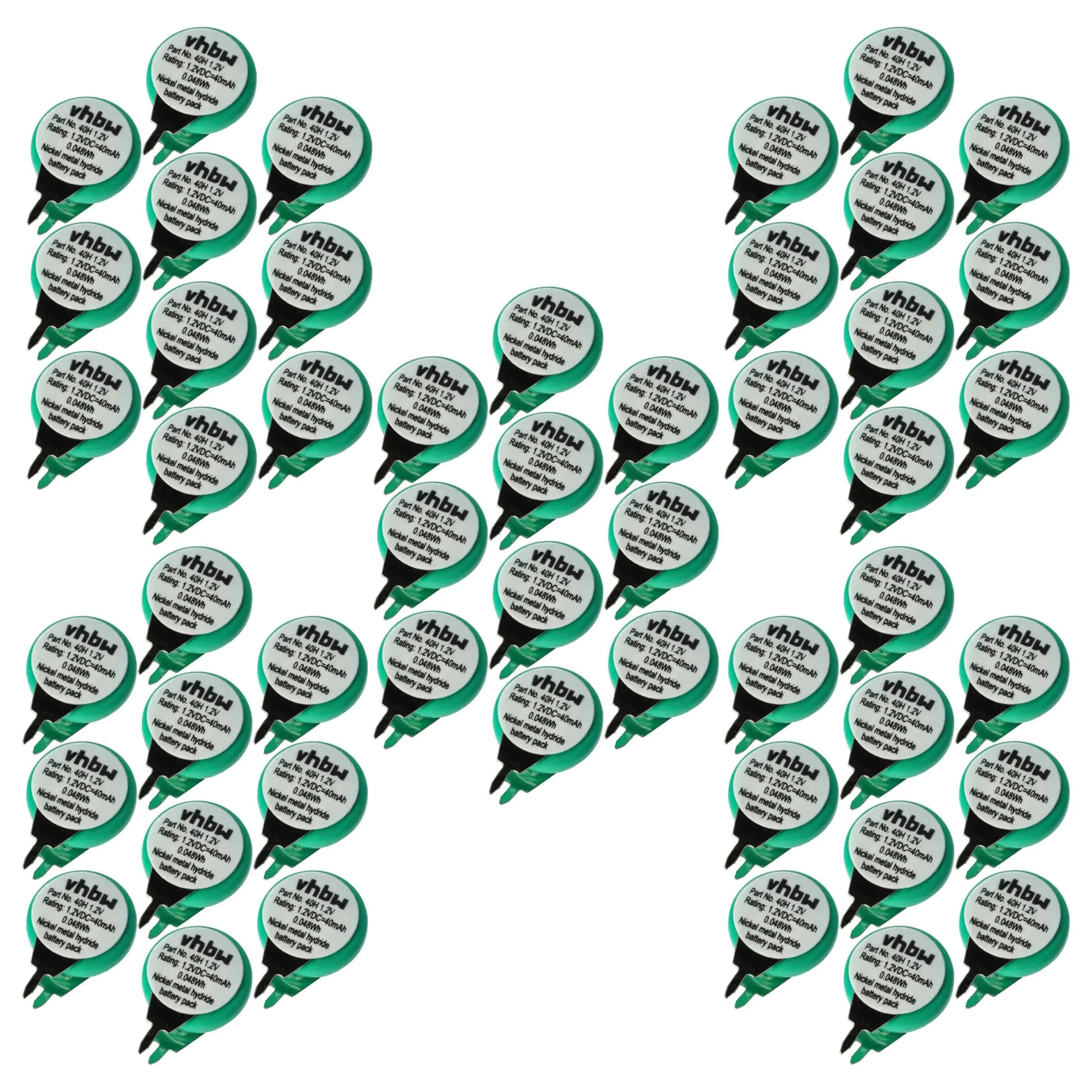 50x Piles bouton de type 1/V40H pour le modélisme et autres - 40mAh 1,2V NiMH