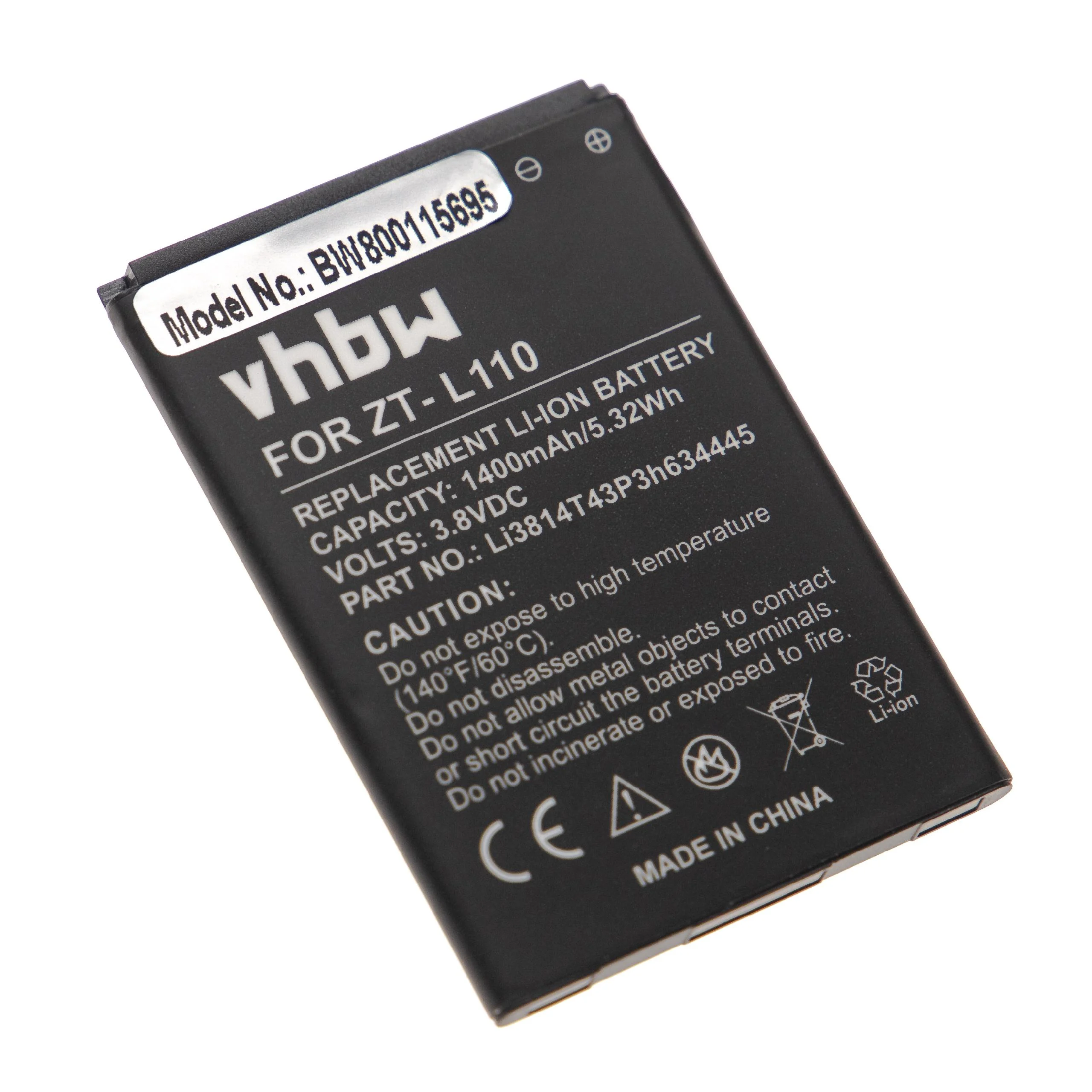 Batterie remplace ZTE Li3814T43P3h634445 téléphone portable ZTE - 1400mAh 3,8V Li-ion