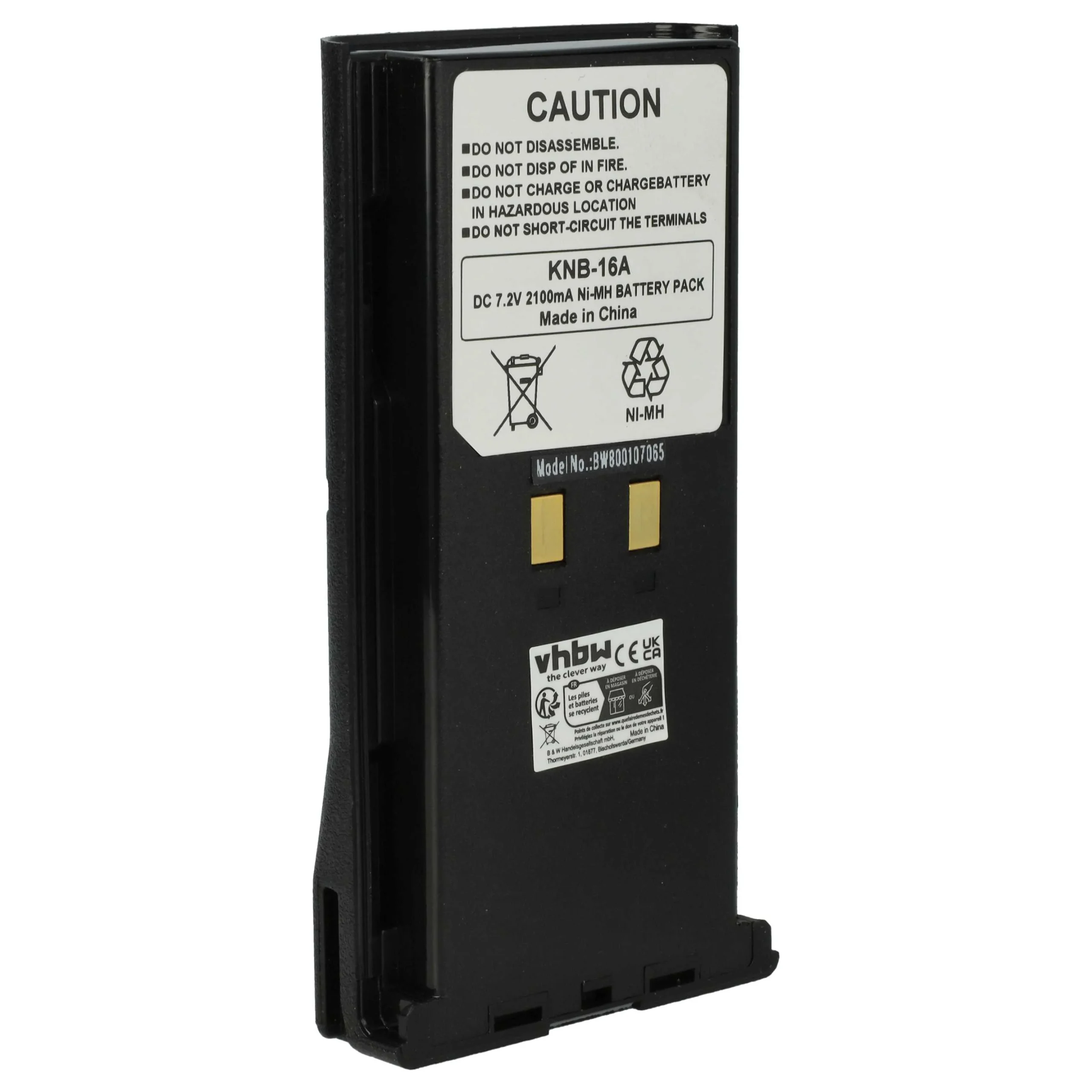 Batterie remplace Kenwood KNB-17N, KNB-17A, KNB-16A pour radio talkie-walkie Kenwood- 2100mAh 7,2V NiMH