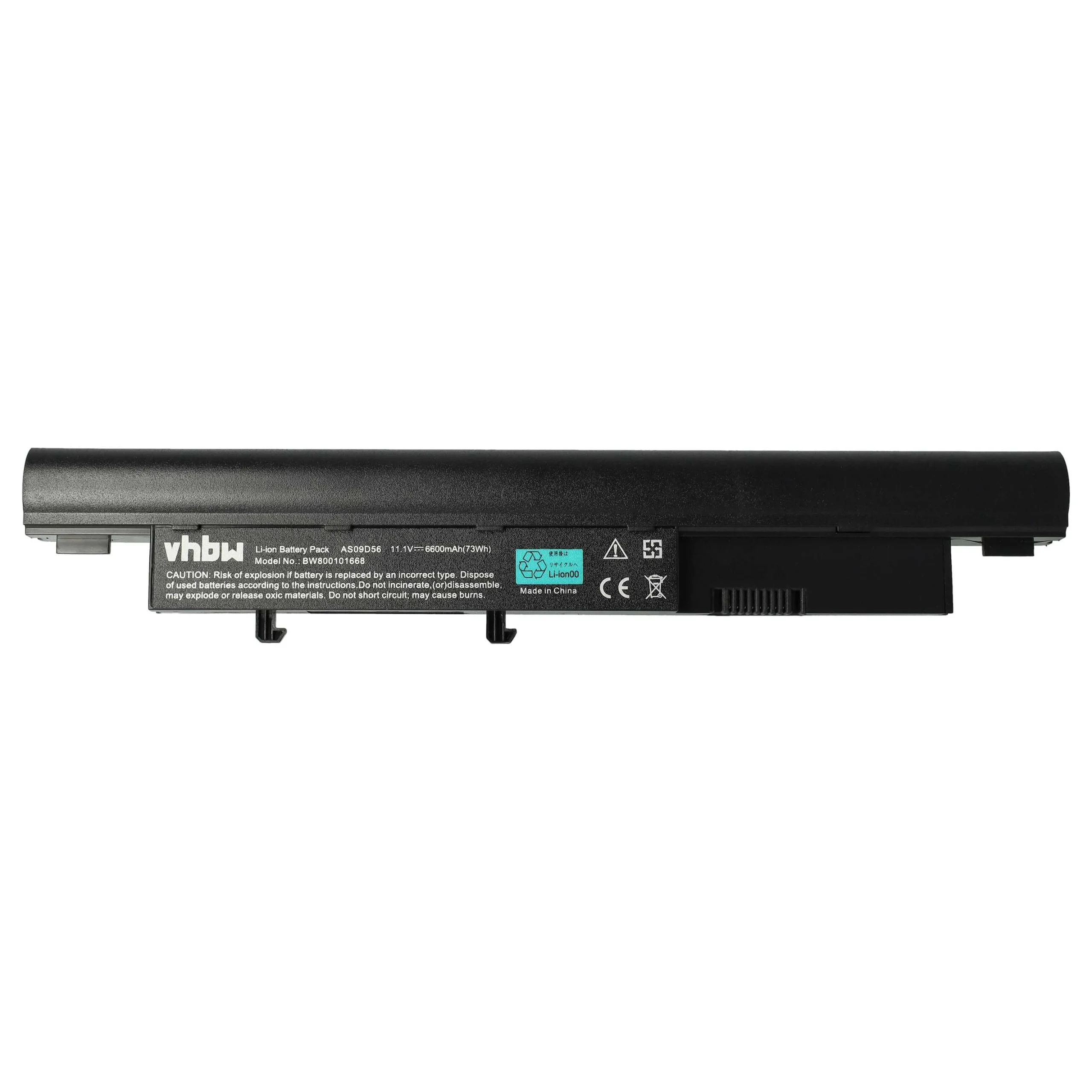 Batterie remplace Acer 3UR18650-2-T0408, 934T4070H pour ordinateur portable Acer- 6600mAh 11,1V Li-ion, noir