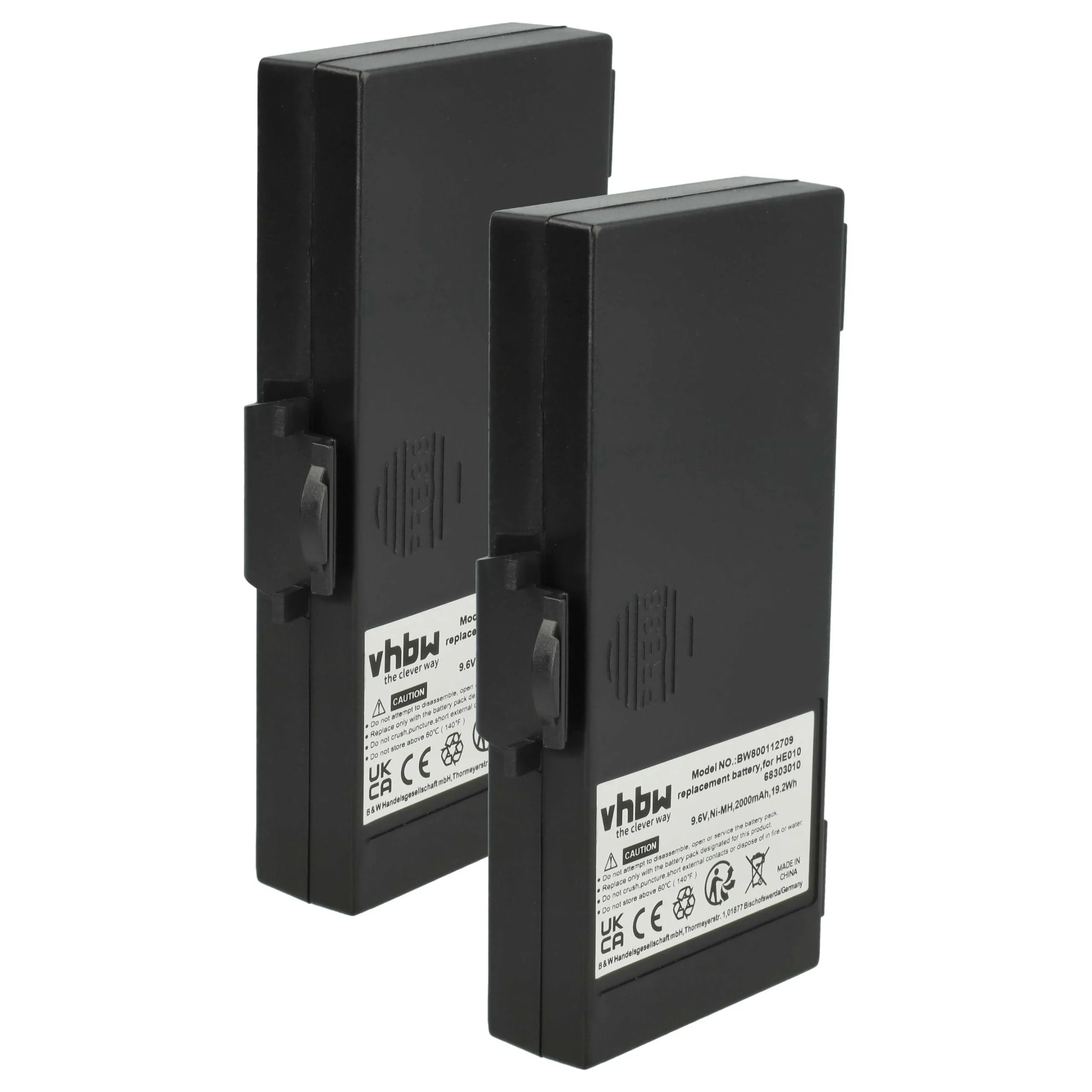2x Batteries remplace Hetronic 68303000, 6830300 pour radio talkie-walkie Hetronic- 2000mAh 9,6V NiMH