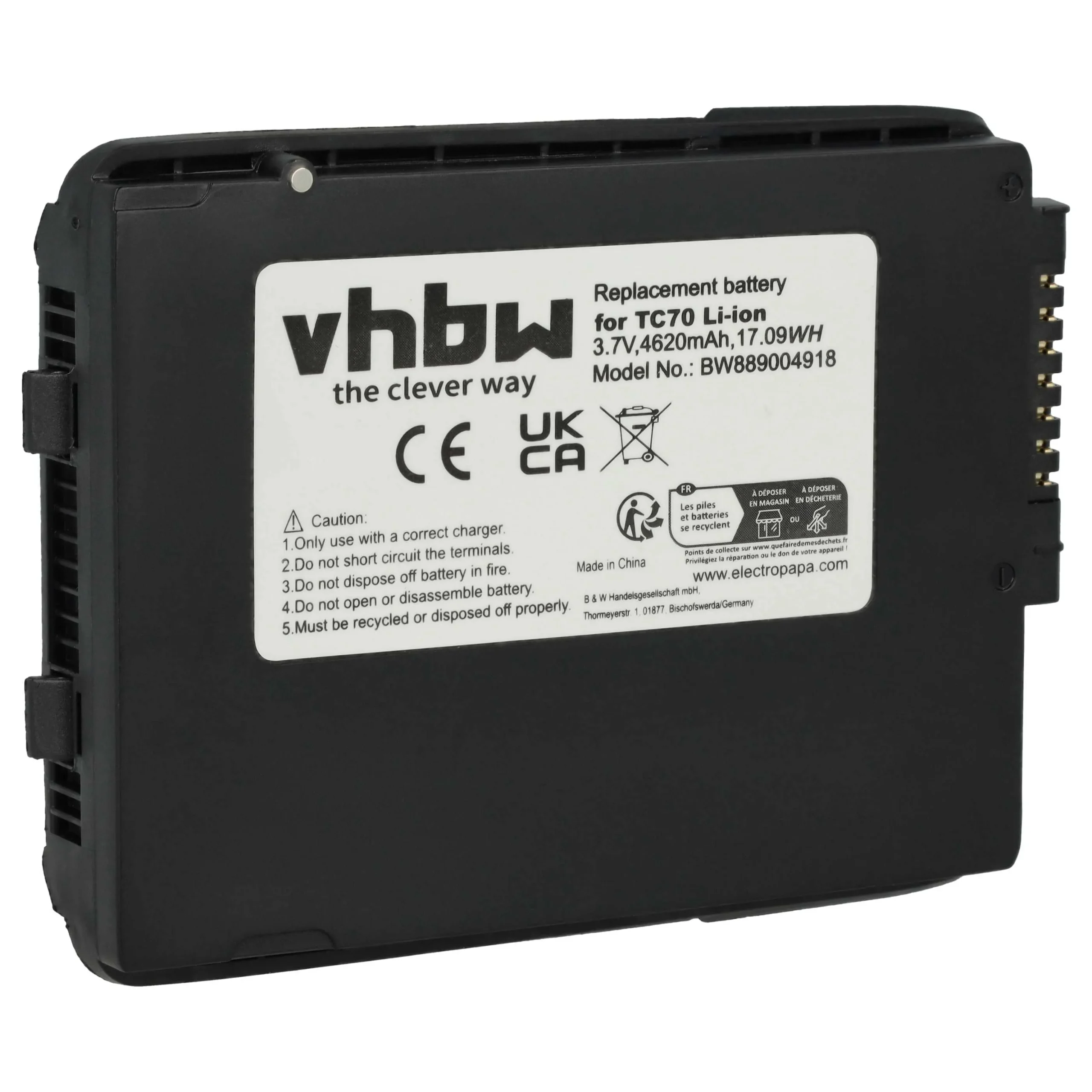 Batterie remplace Motorola 82-171249-02, 82-171249-01 pour scanner de code-barre Zebra - 4620mAh 3,7V