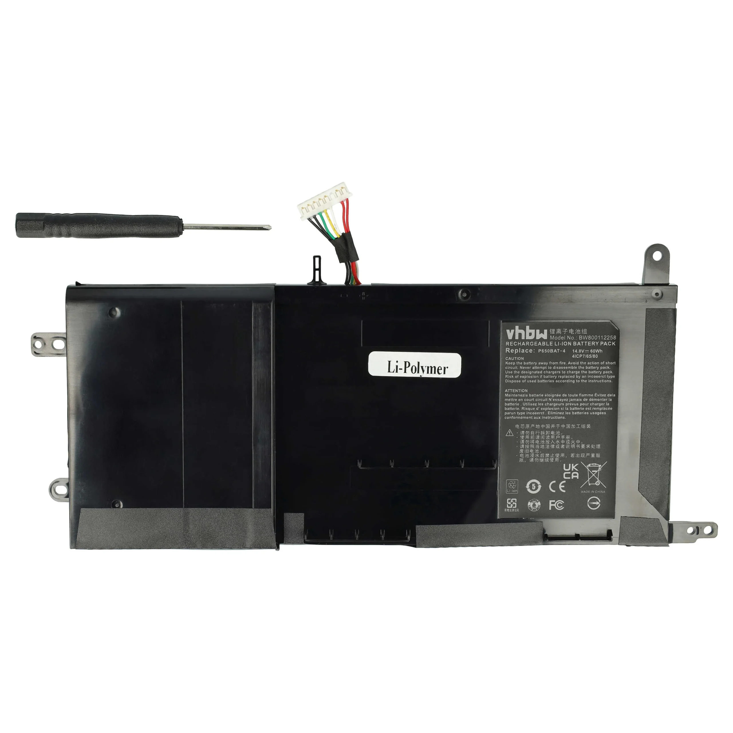 Batterie remplace 6-87-P650S-4252, P650BAT-4 pour ordinateur portable Advent- 4050mAh 14,8V Li-polymère, noir