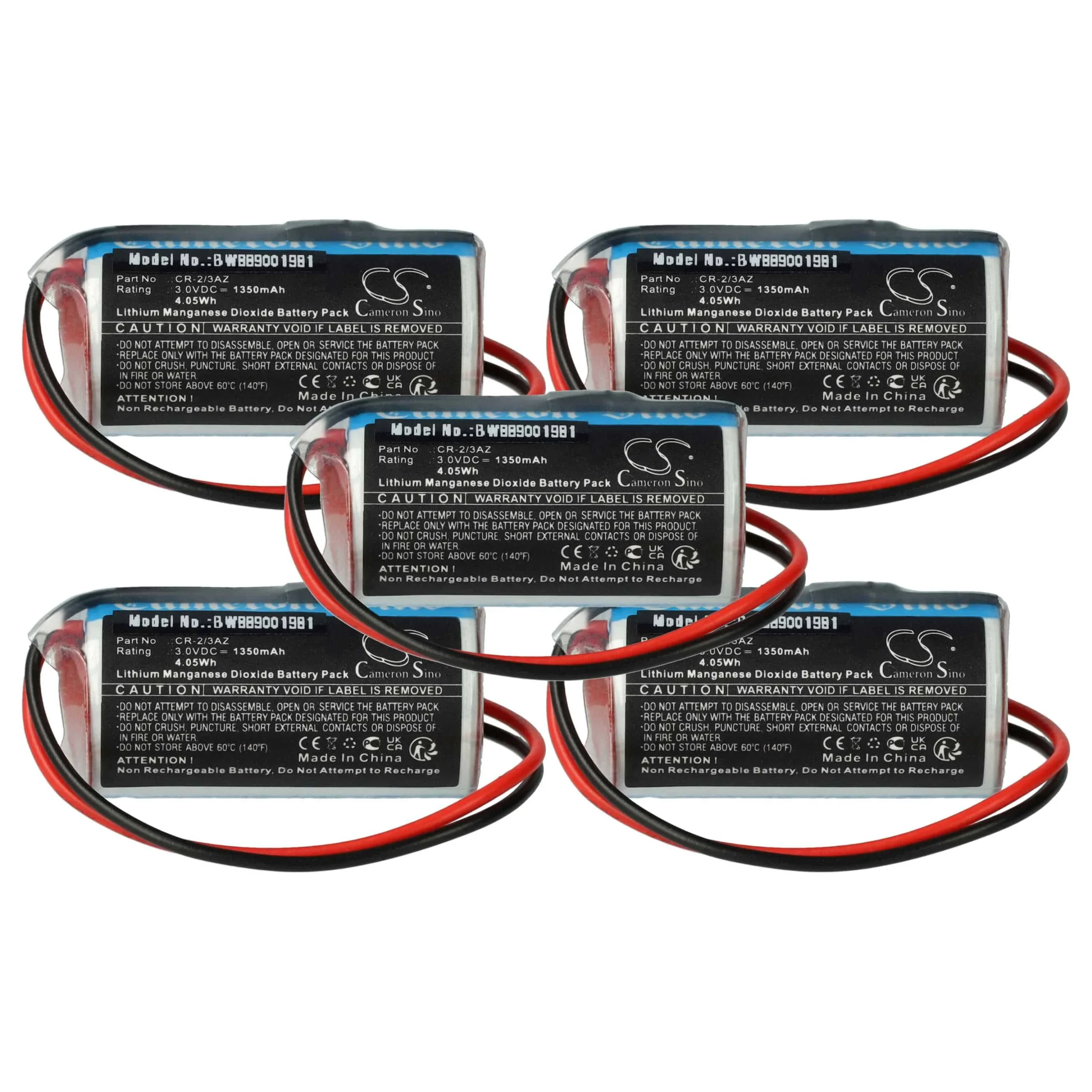 5x Piles remplace Verisure CR-2/3AZ pour centrale d'alarme ENiQ - 1350mAh 3V Li-MnO2