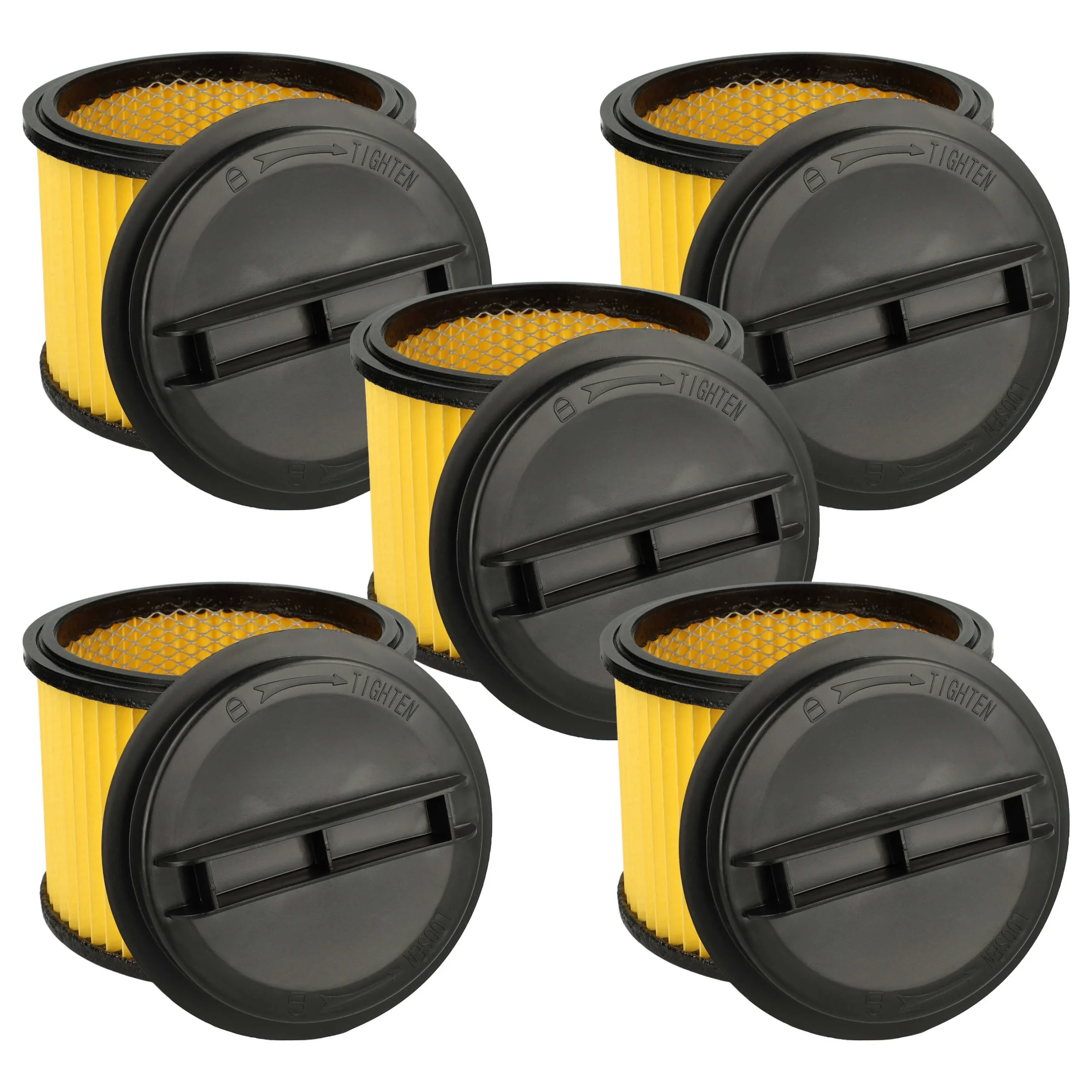 5x Filtre remplace Einhell 23.424.25, 23.421.75, 23.421.67 pour aspirateur Ozito - filtre plissé, noir / jaune