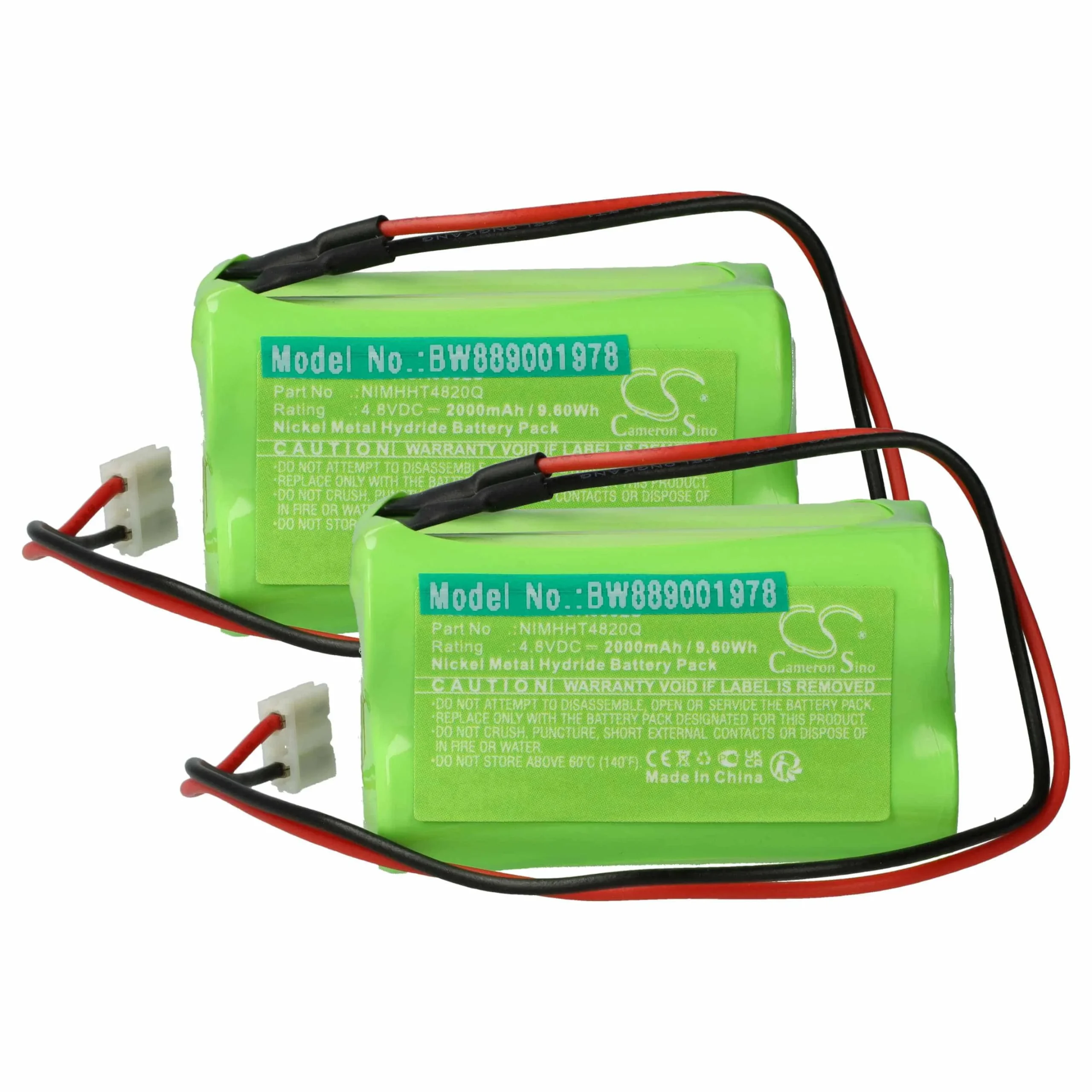 2x Batteries remplace ABM NIMHHT4820Q pour éclairage de secours ABM - 2000mAh 4,8V NiMH