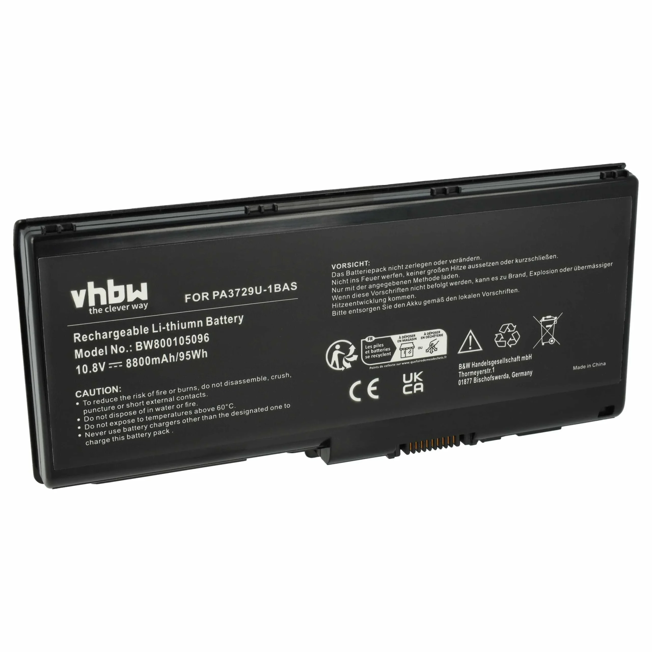 Batterie remplace Toshiba PA3729U-1BAS pour ordinateur portable Toshiba- 8800mAh 10,8V Li-ion, noir