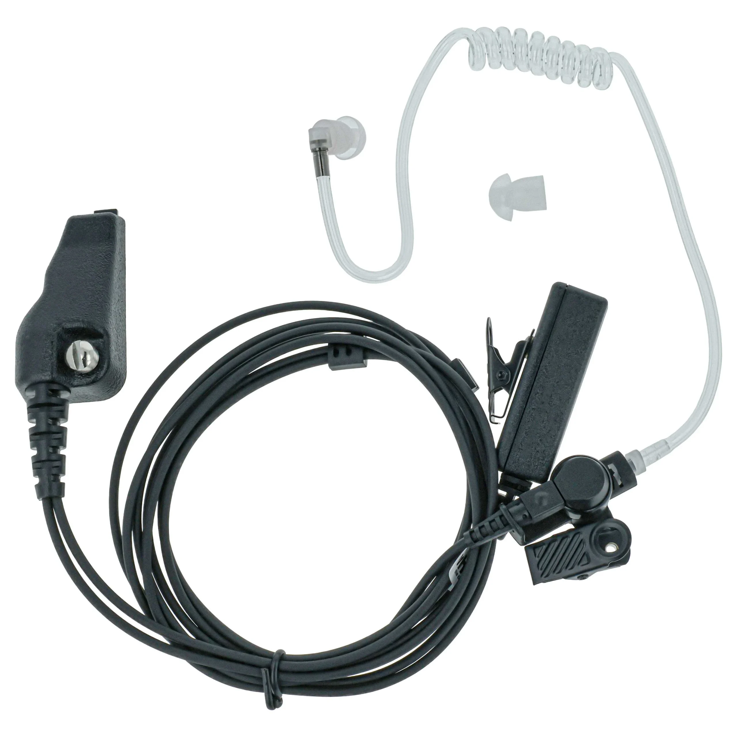 Oreillette de talkie-walkie pour Kenwood TK-2140E et autres - Avec microphone PTT + support clip, noir