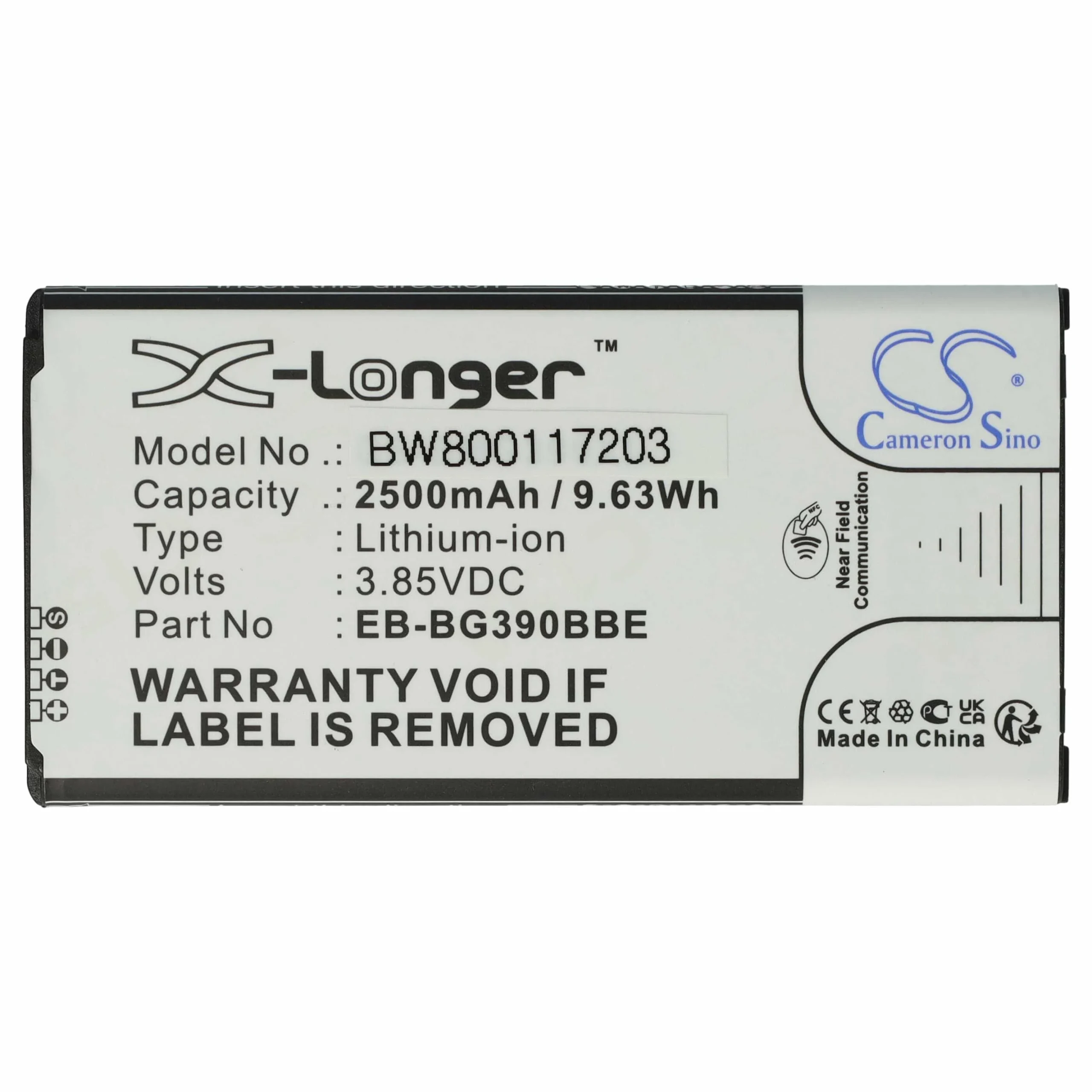 Batterie remplace Samsung EB-BG390BBE téléphone portable Samsung - 2500mAh 3,85V Li-ion avec NFC