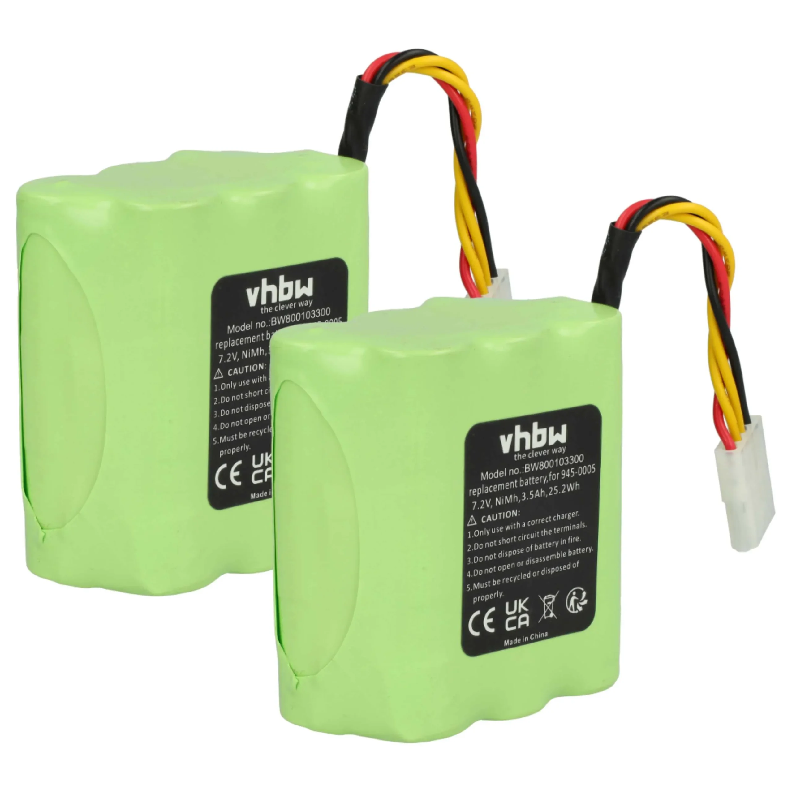 2x Batteries remplace Neato 945-0006, 945-0065, 945-0005 pour robot aspirateur Neato - 3500mAh 7,2V NiMH