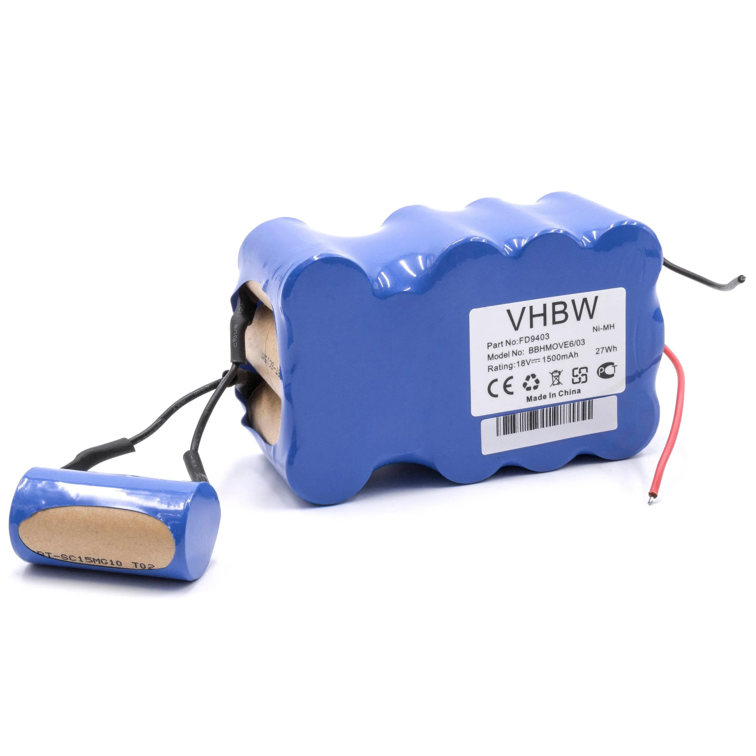 Batterie remplace Bosch 751993, FD9403, 100W + 10W, FD9403 pour aspirateur Bosch - 1500mAh 18V NiMH