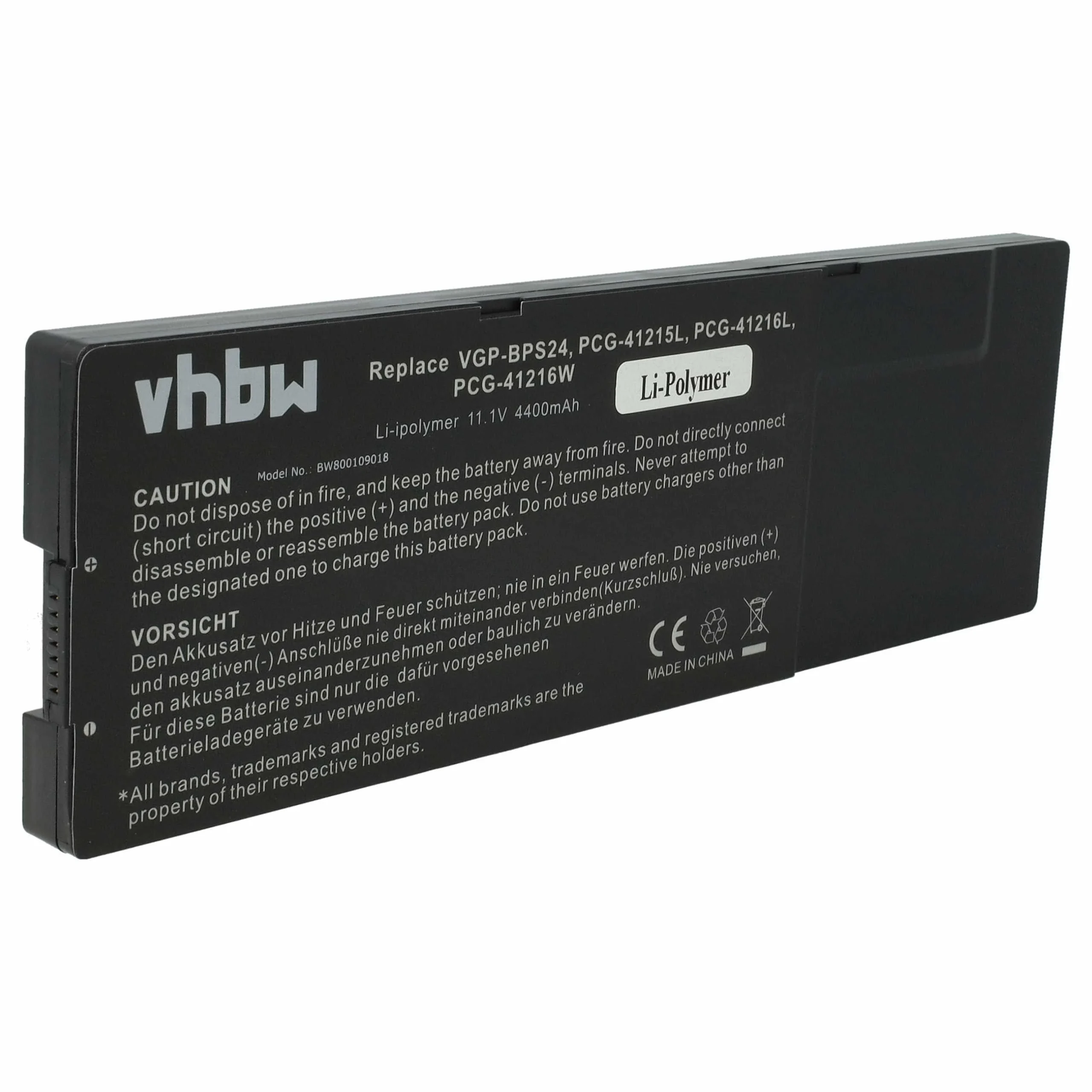 Batterie remplace Sony VGP-BPL24, VGP-BPS24 pour ordinateur portable Sony- 4400mAh 11,1V Li-ion, noir