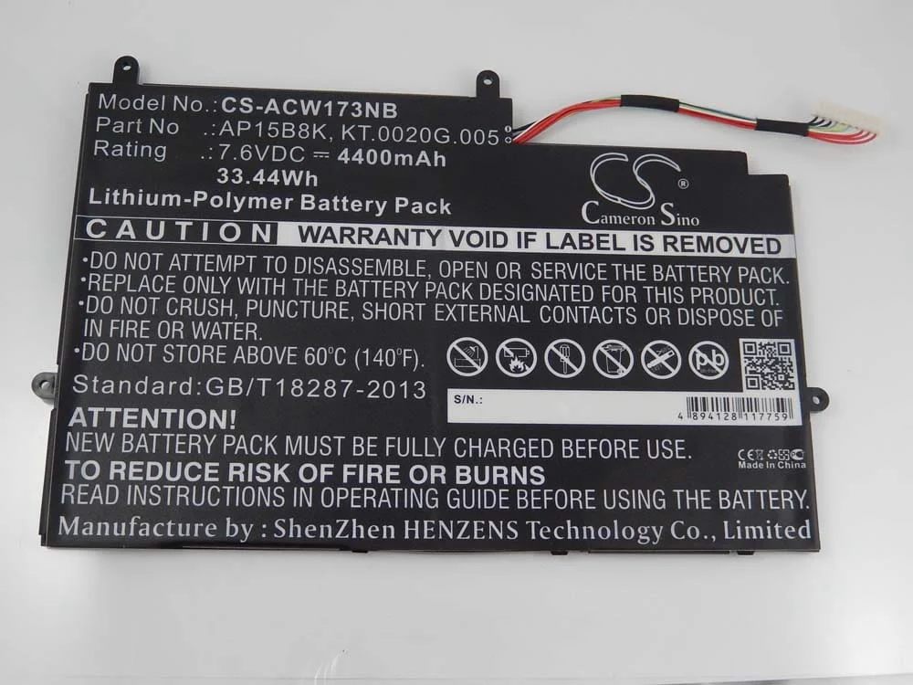 Batterie remplace Acer AP15B8K pour ordinateur portable Acer- 4400mAh 7,6V Li-polymère