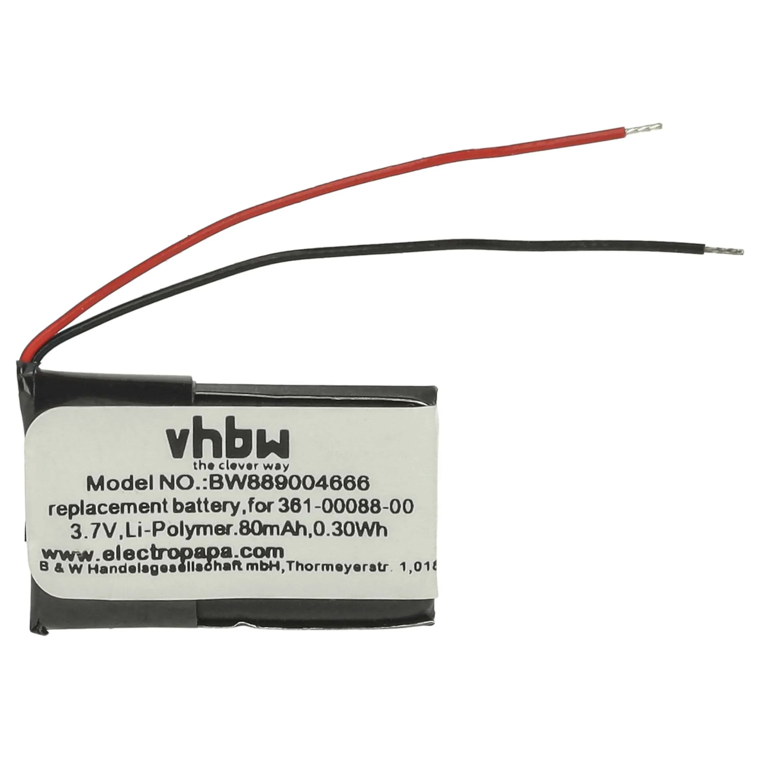 Batterie remplace Garmin 361-00088-00 montre connectée - 80mAh 3,7V Li-polymère