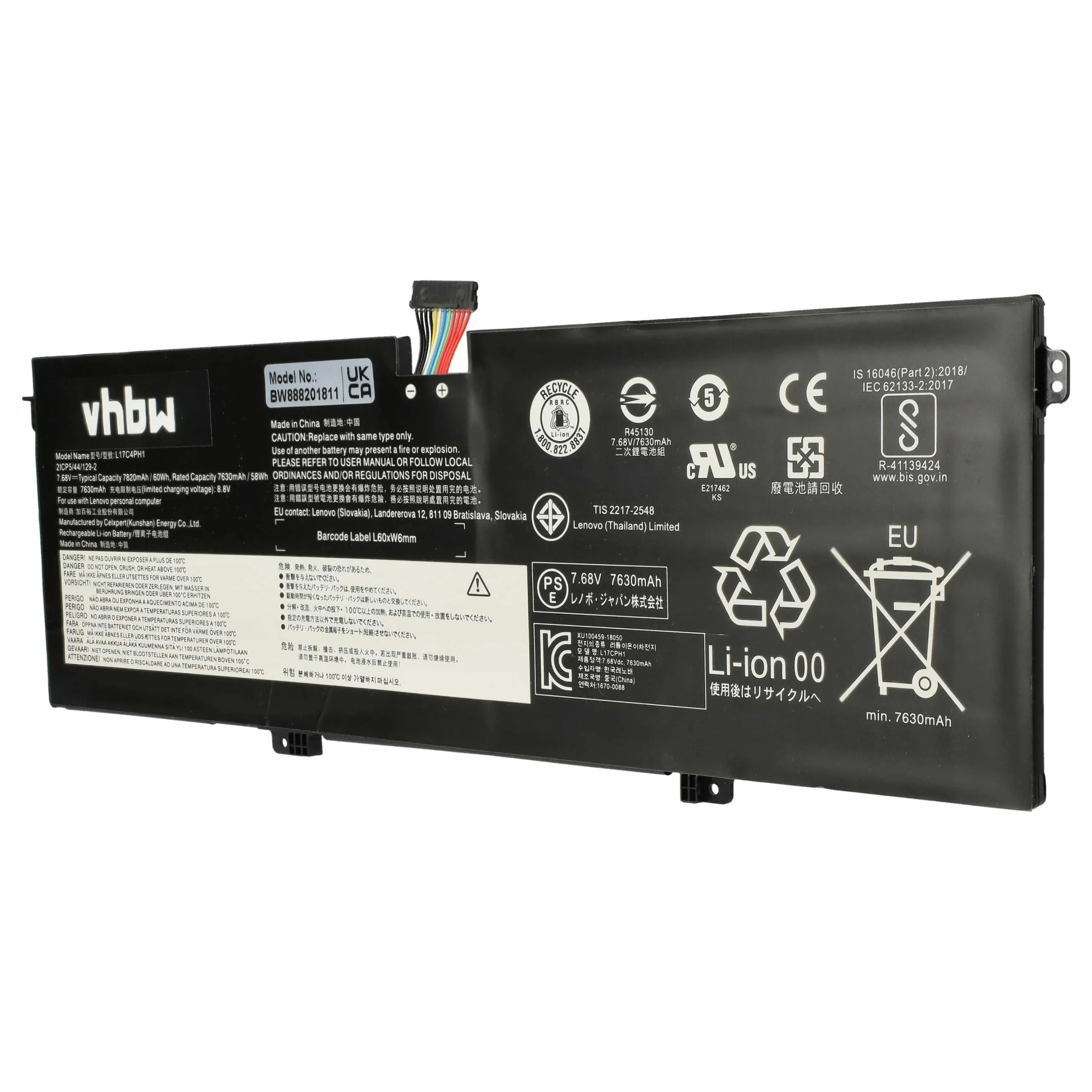 Batterie remplace Lenovo 5B10Q82425, 5B10Q82426 pour ordinateur portable Lenovo- 7600mAh 7,68V Li-polymère