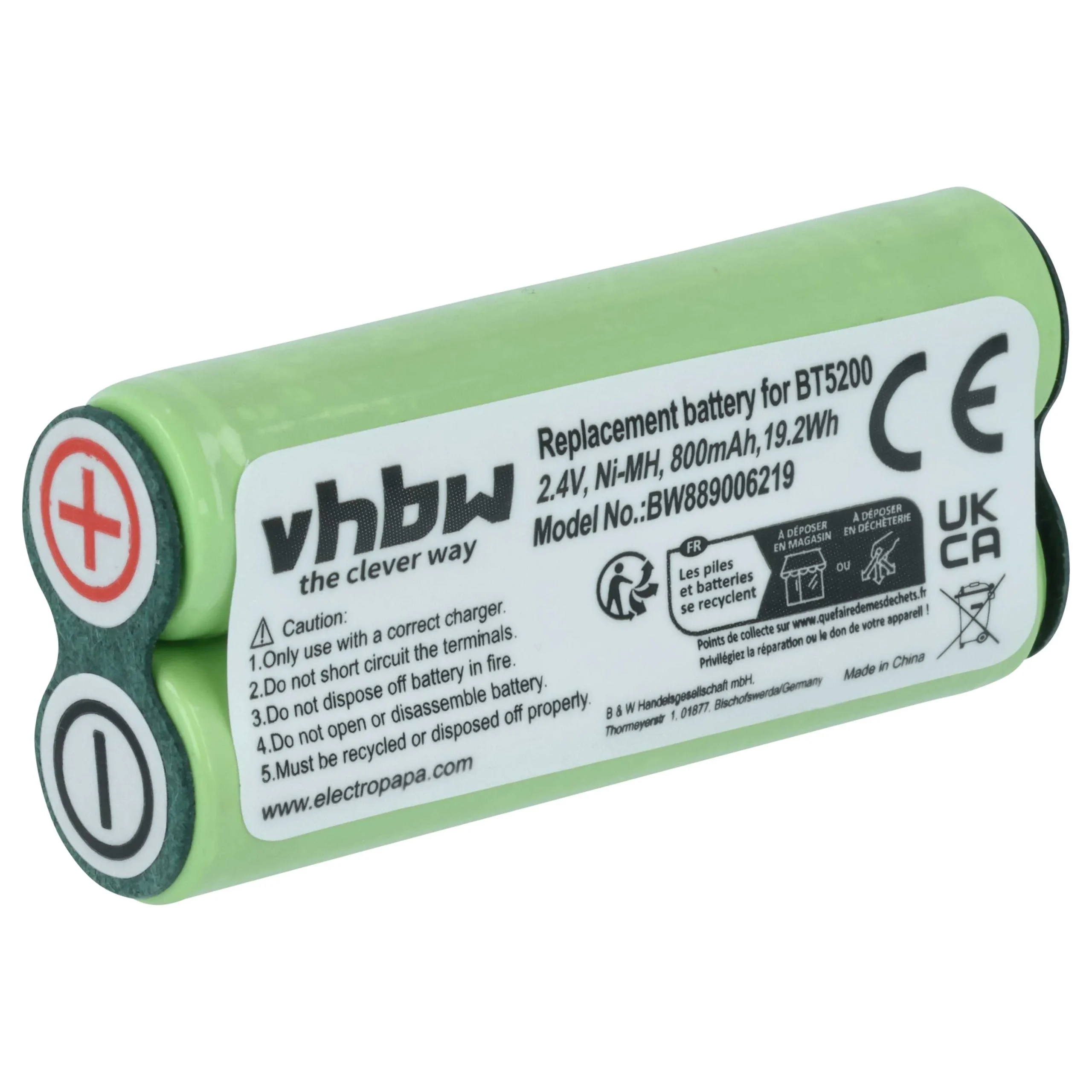 Batterie remplace Braun 31198189 pour rasoir électrique Philips - 800mAh 2,4V NiMH