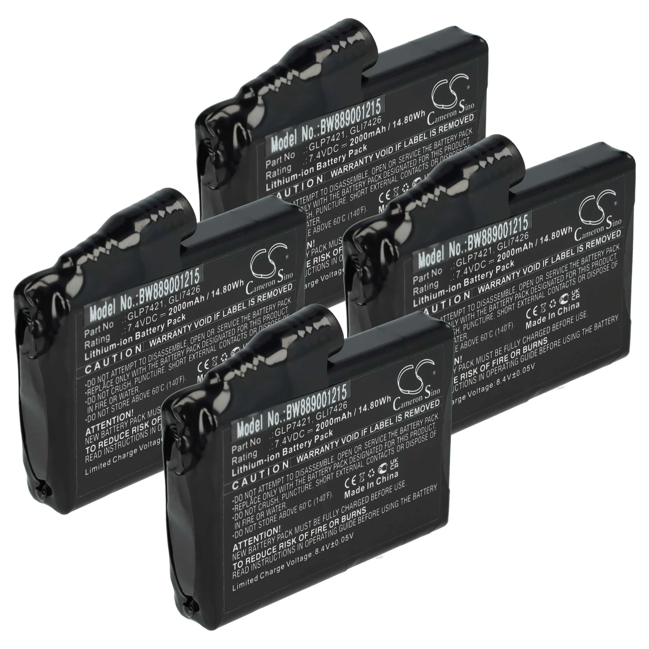 Batterie (4 pcs.) remplace Glovii GLP7421, GLI7426 pour gants chauffants Glovii - 2000mAh 7,4V Li-ion