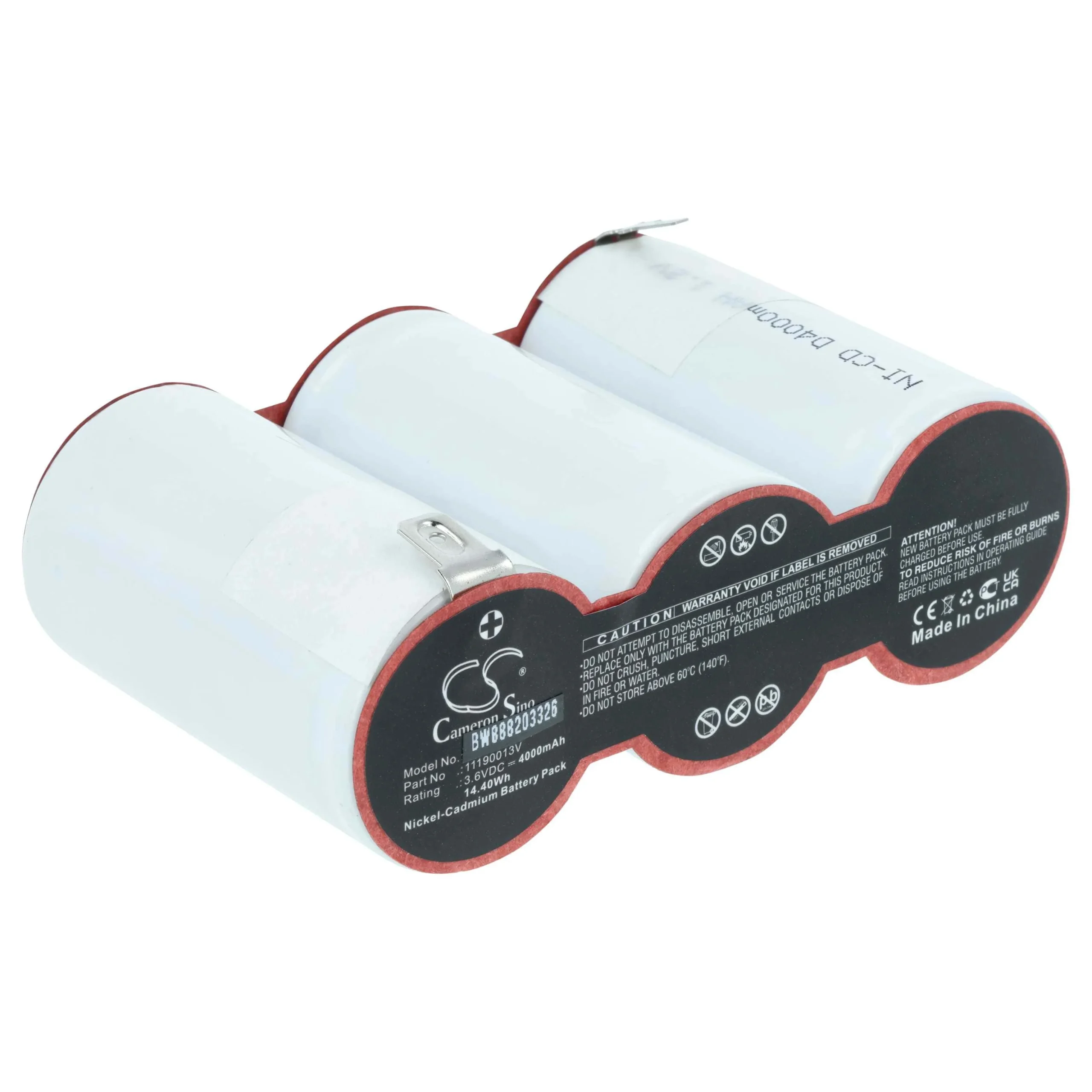 Batterie remplace Van Lien 11190013V pour éclairage de secours Van Lien - 4000mAh 3,6V NiCd